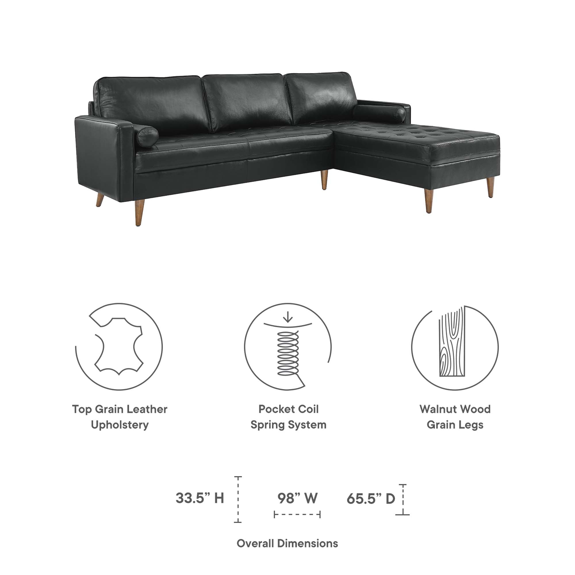 Valour 98" Leather Sectional Sofa by Modway