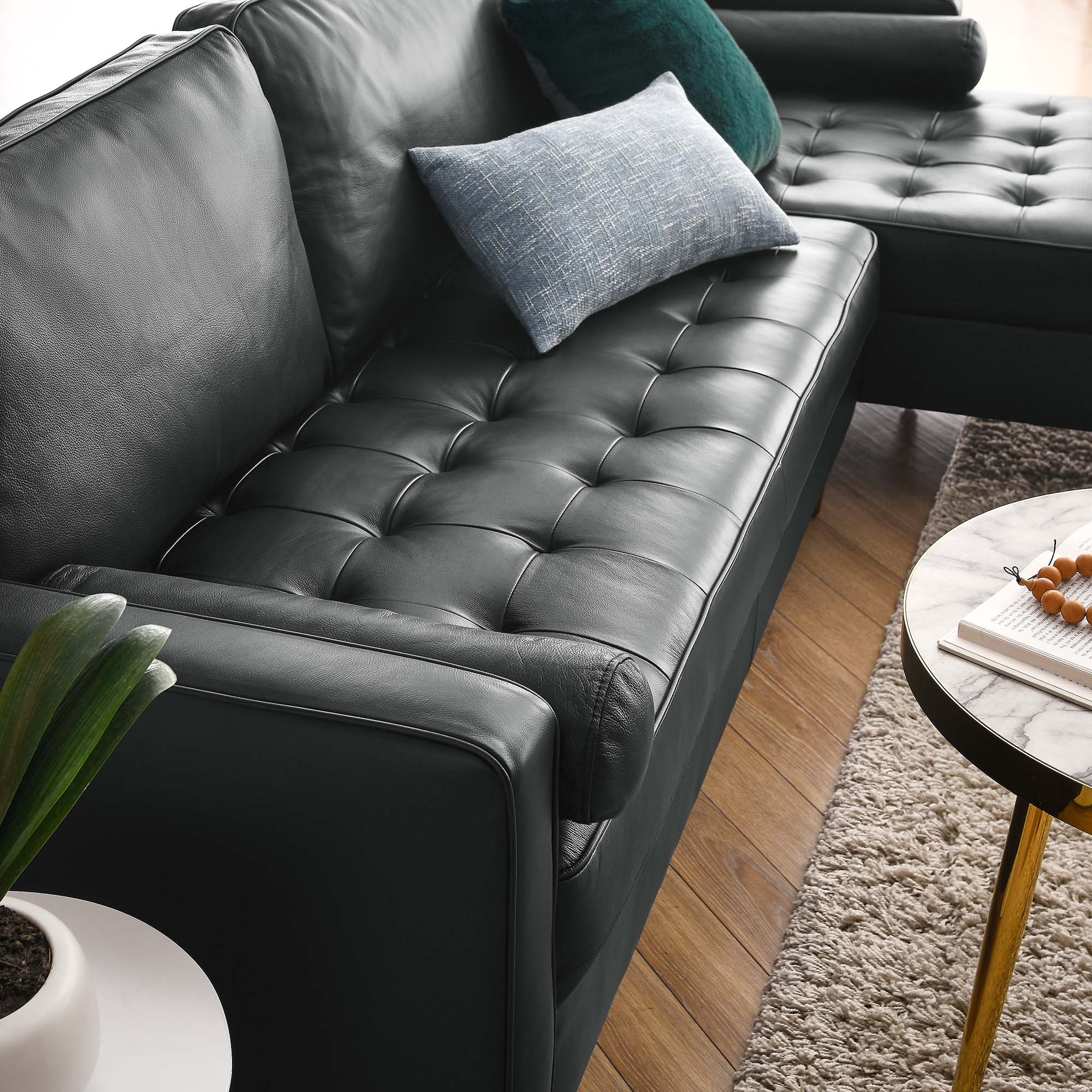 Valour 98" Leather Sectional Sofa by Modway