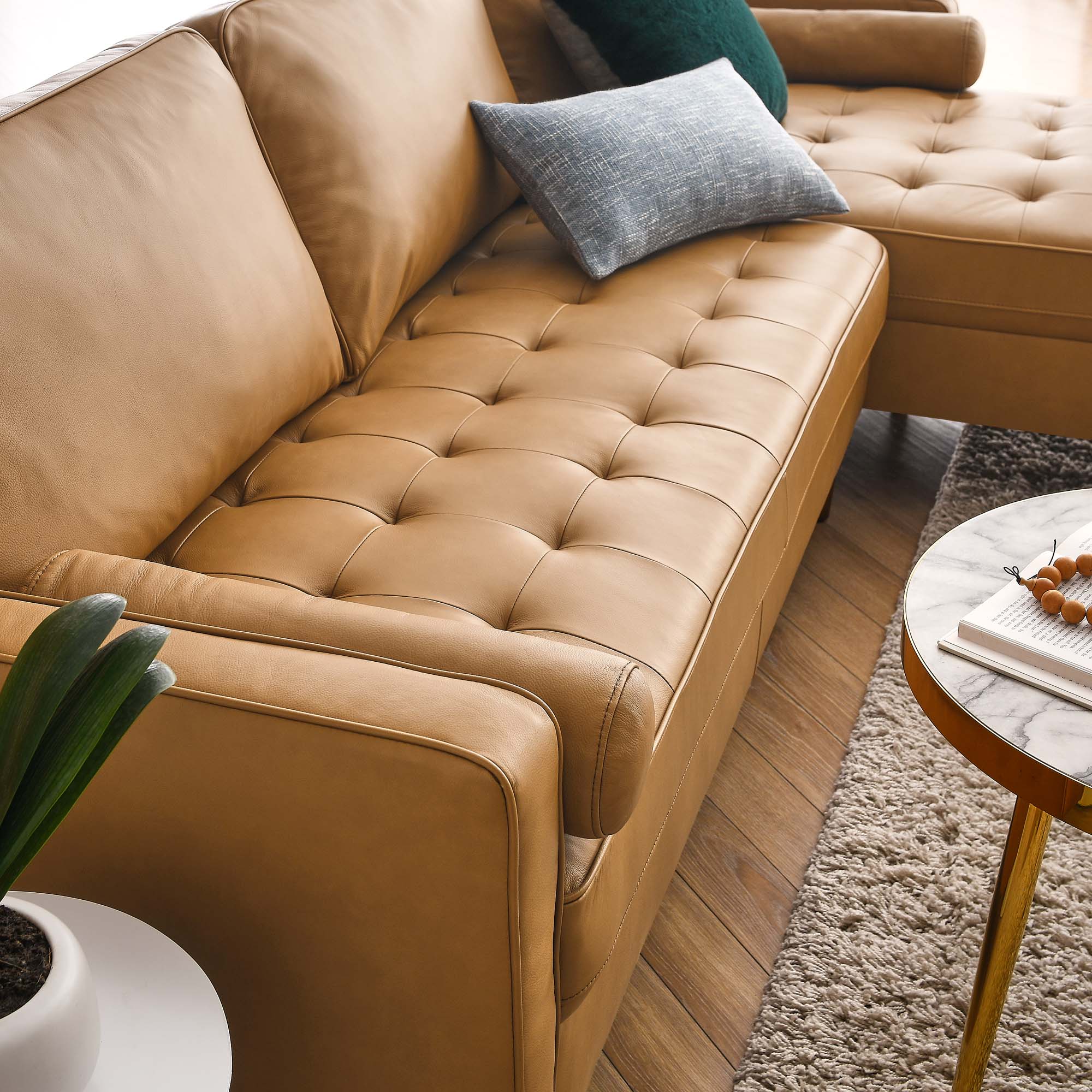 Valour 98" Leather Sectional Sofa by Modway