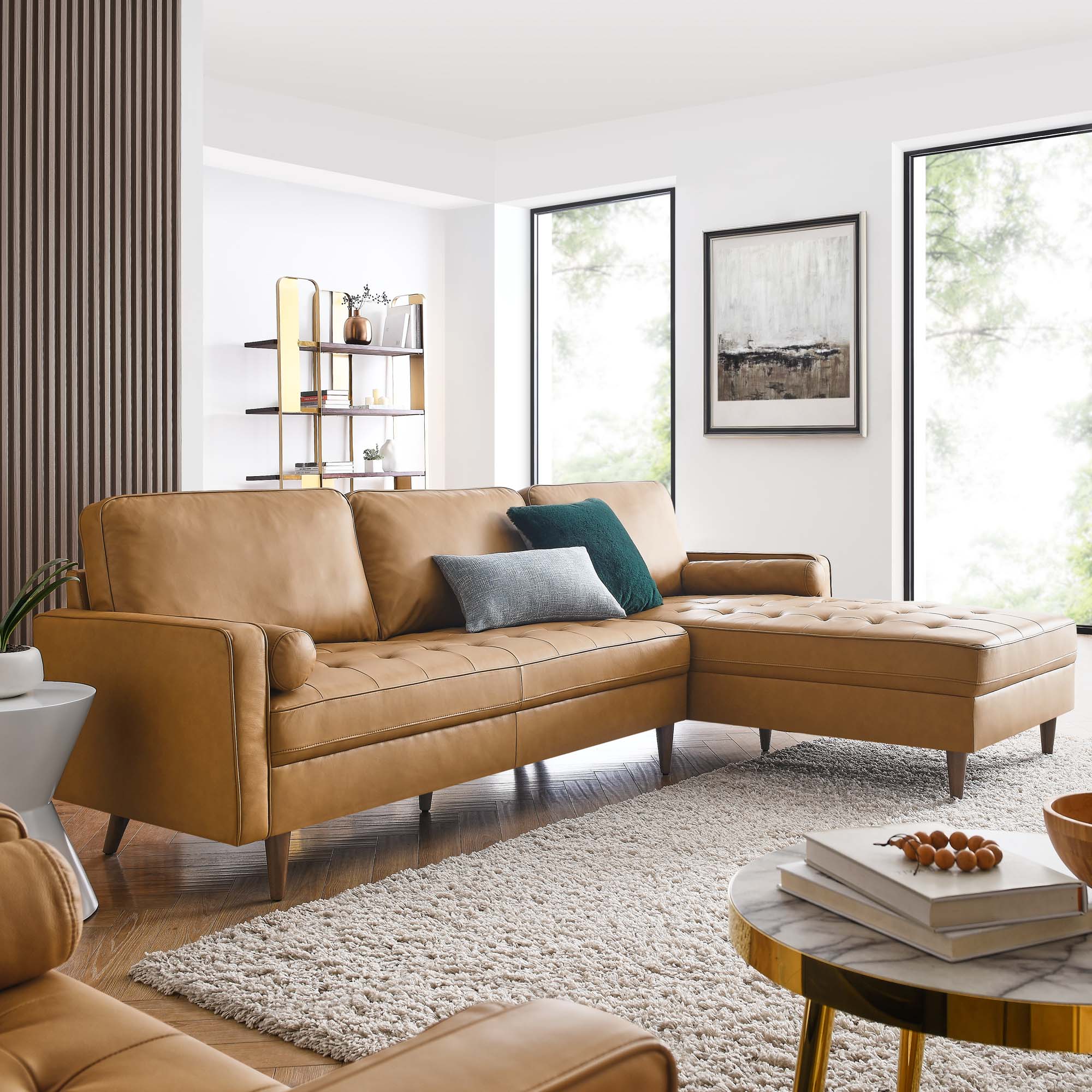 Valour 98" Leather Sectional Sofa by Modway