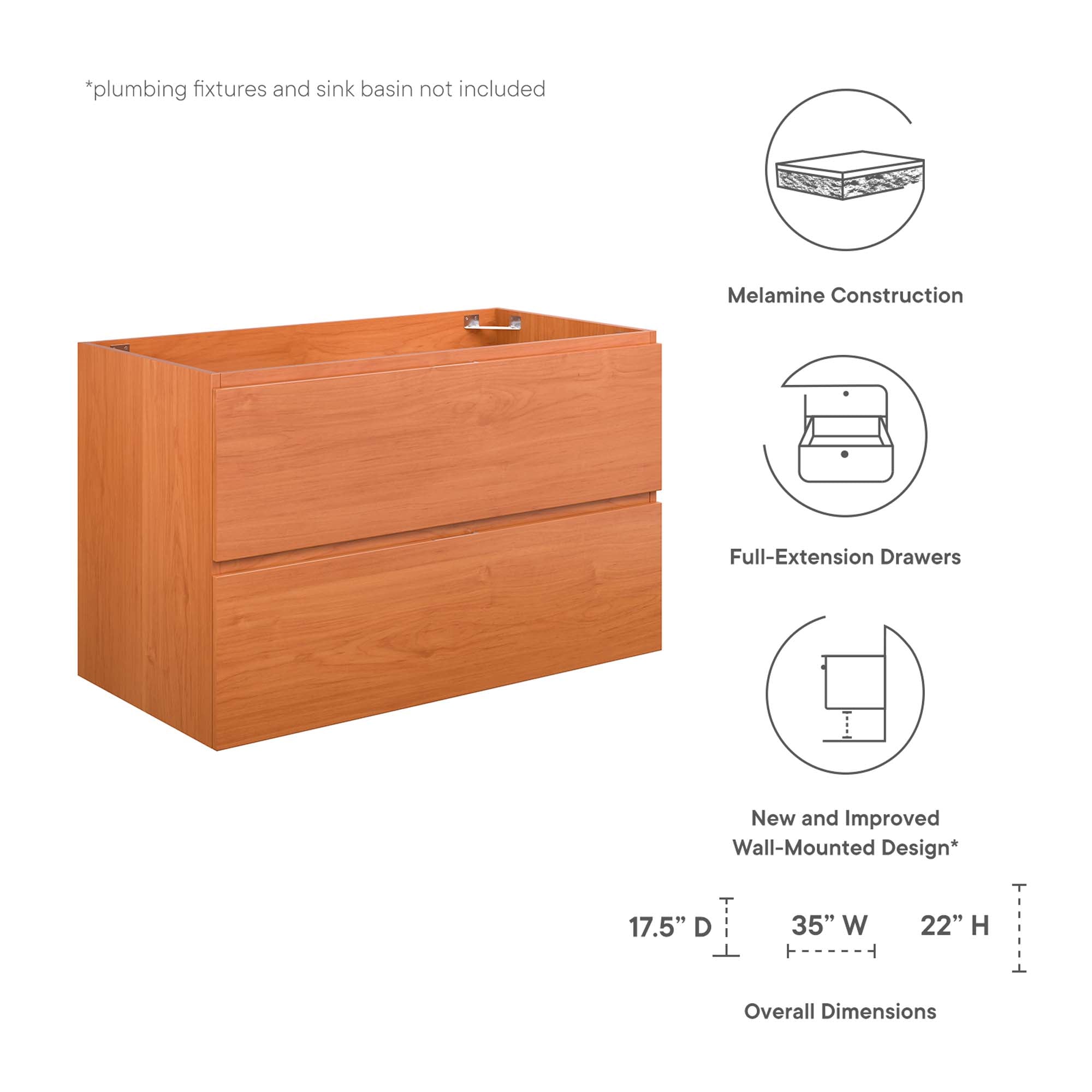 Scenic Wall-Mount Bathroom Cabinet Basin Not Included by Modway