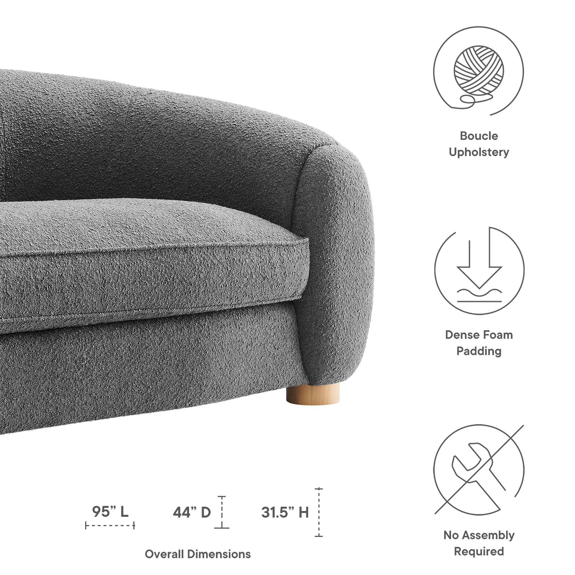 Abundant Boucle Upholstered Fabric Sofa by Modway
