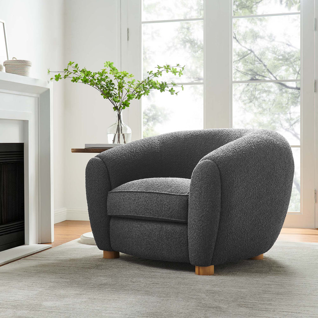 Abundant Boucle Upholstered Fabric Armchair by Modway