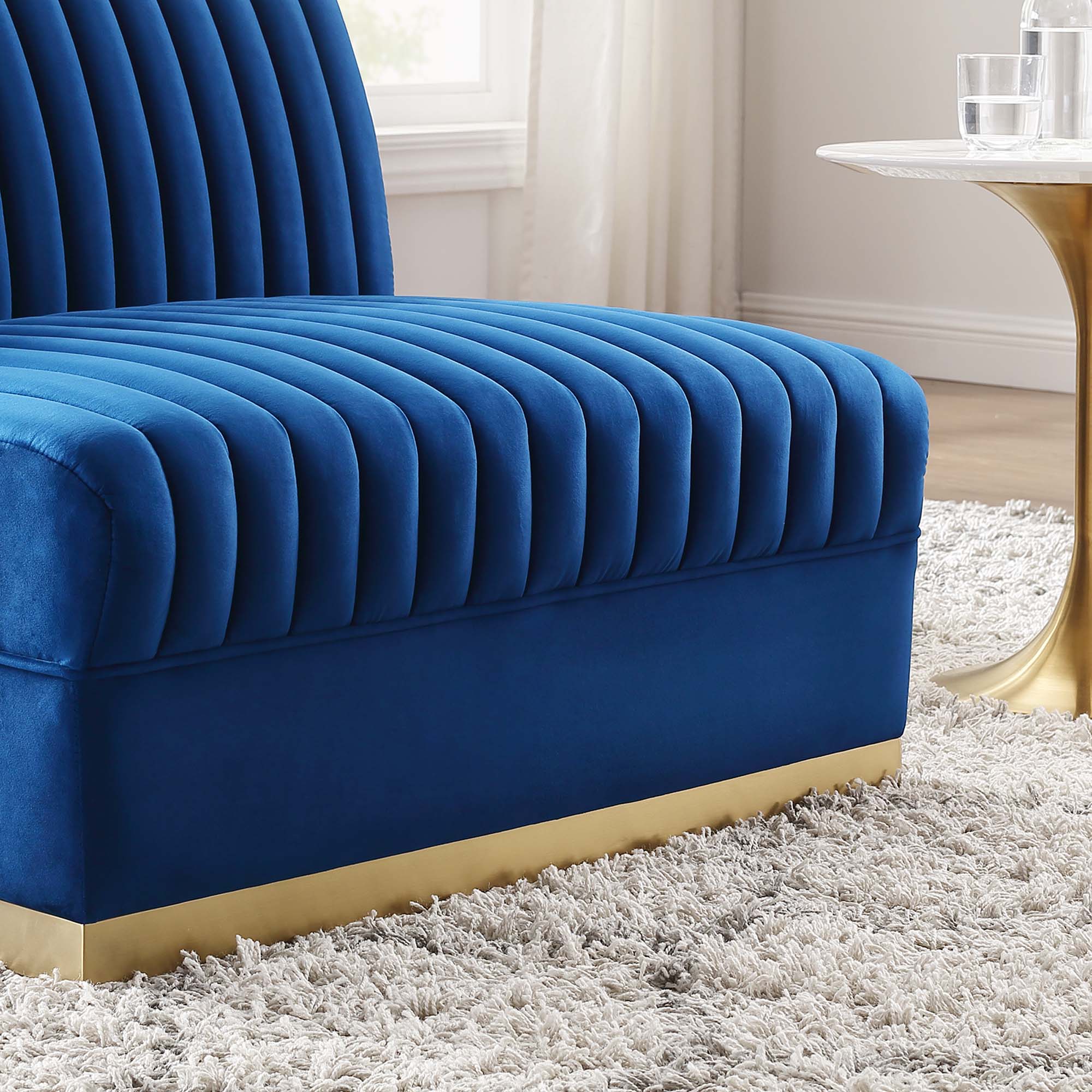 Sanguine Channel Tufted Performance Velvet Modular Sectional Sofa Armless Chair by Modway