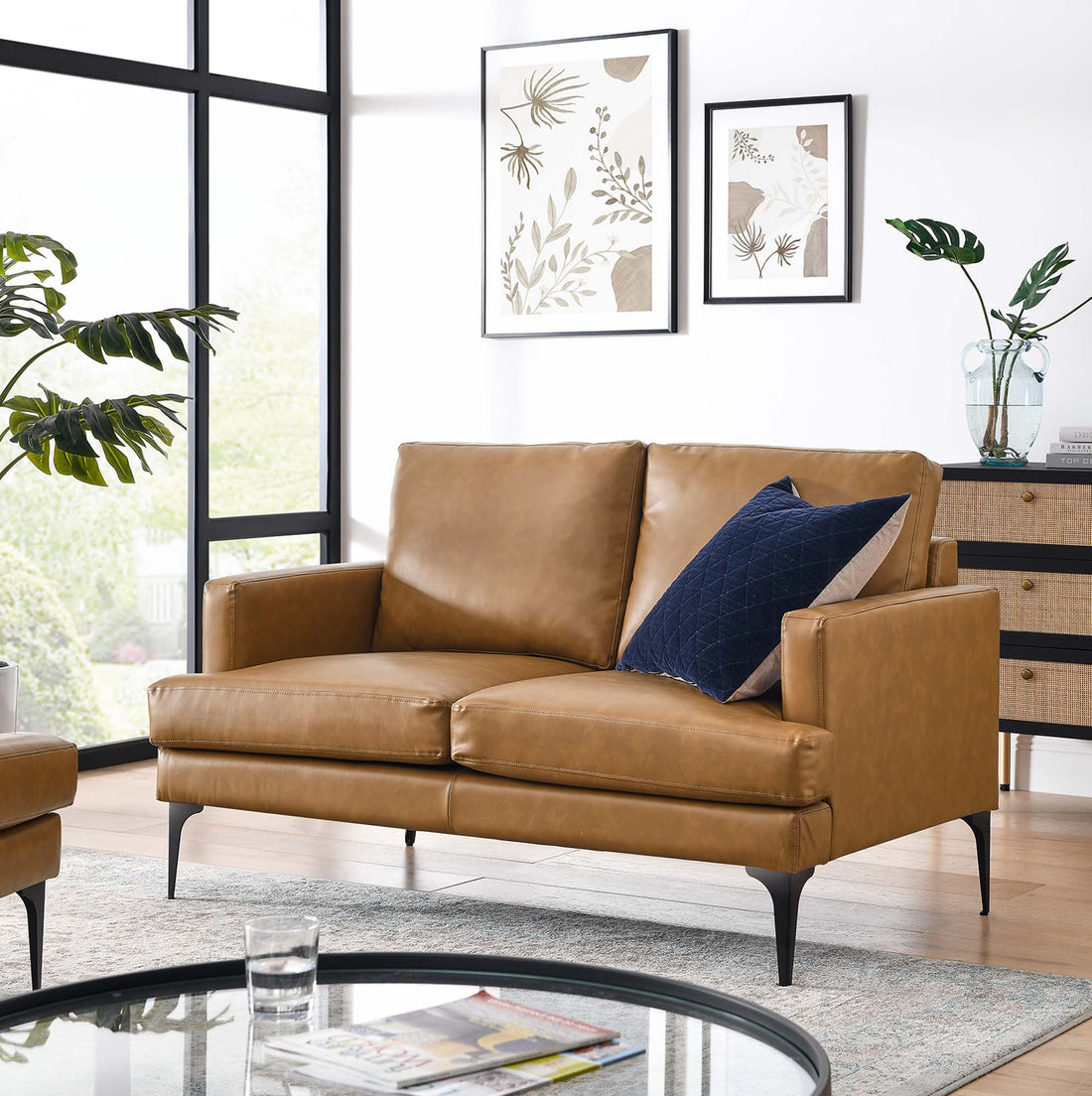 Evermore Vegan Leather Loveseat by Modway
