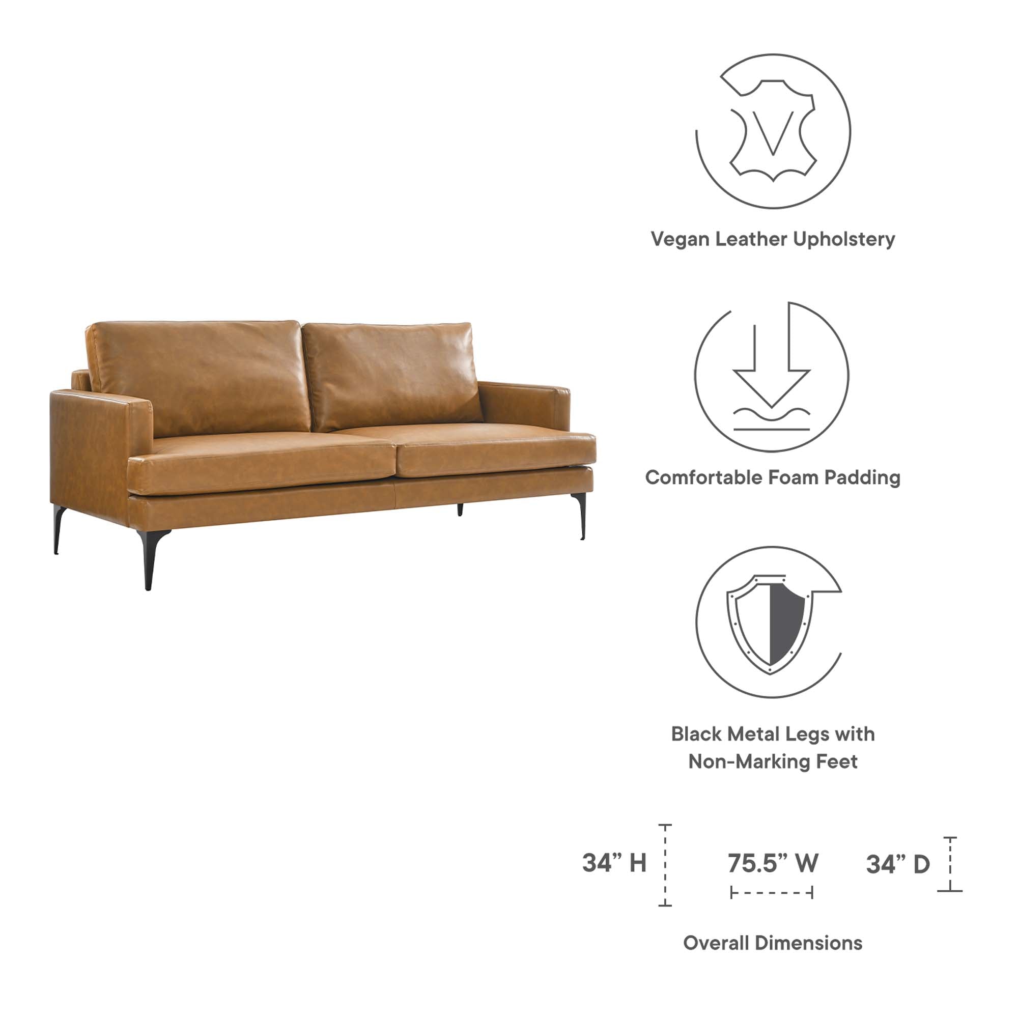Evermore Vegan Leather Sofa by Modway