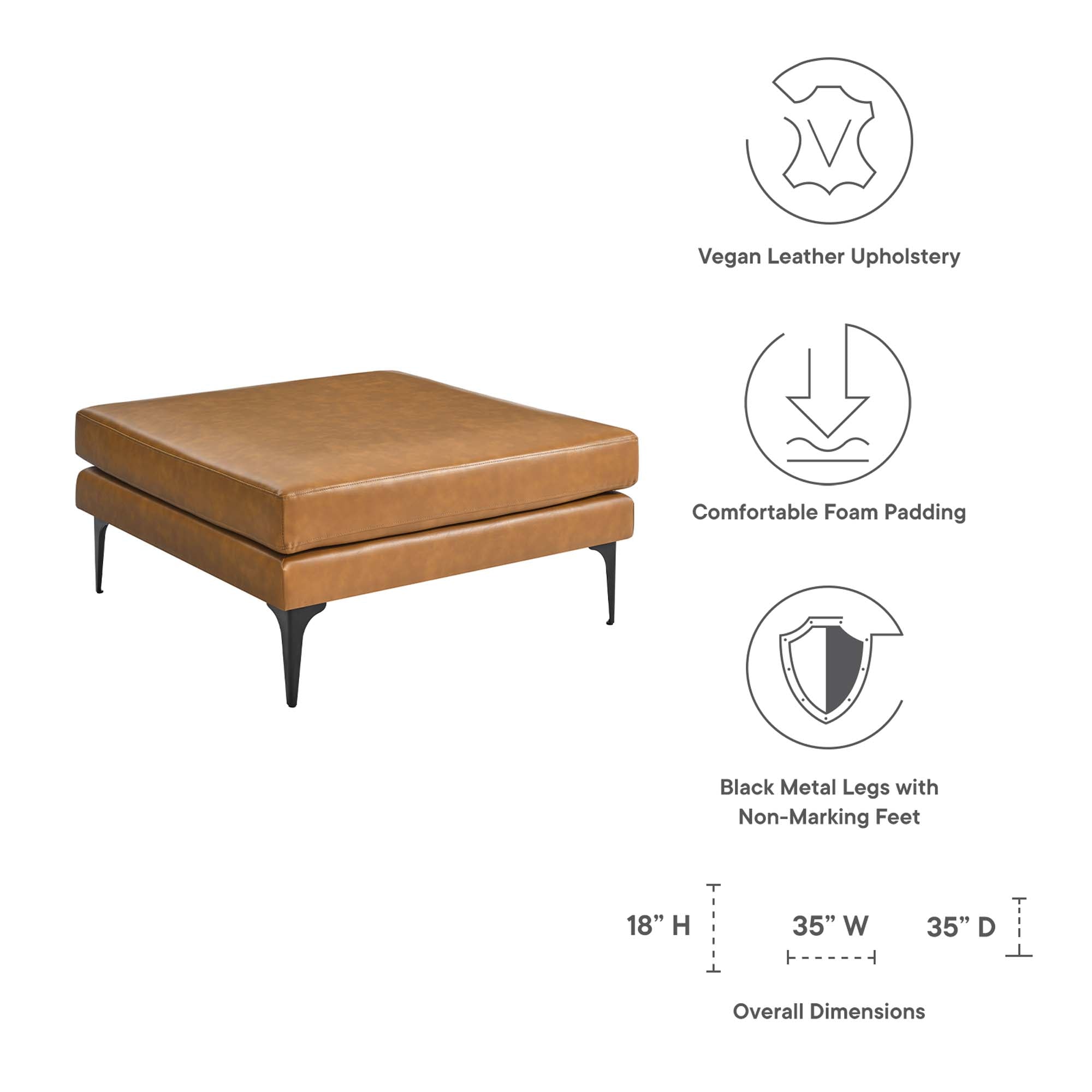 Evermore Vegan Leather Ottoman by Modway