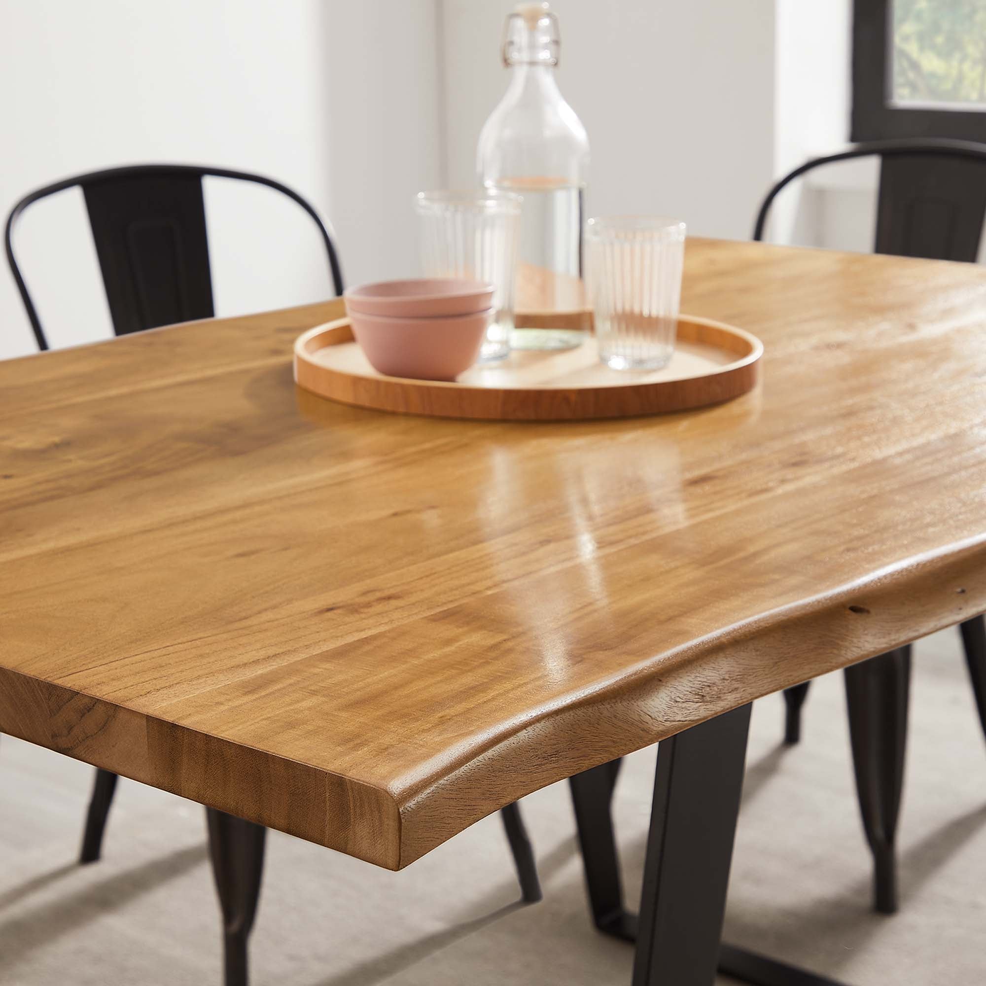 Viggo 60" Live Edge Acacia Wood Acacia Wood Dining Table by Modway