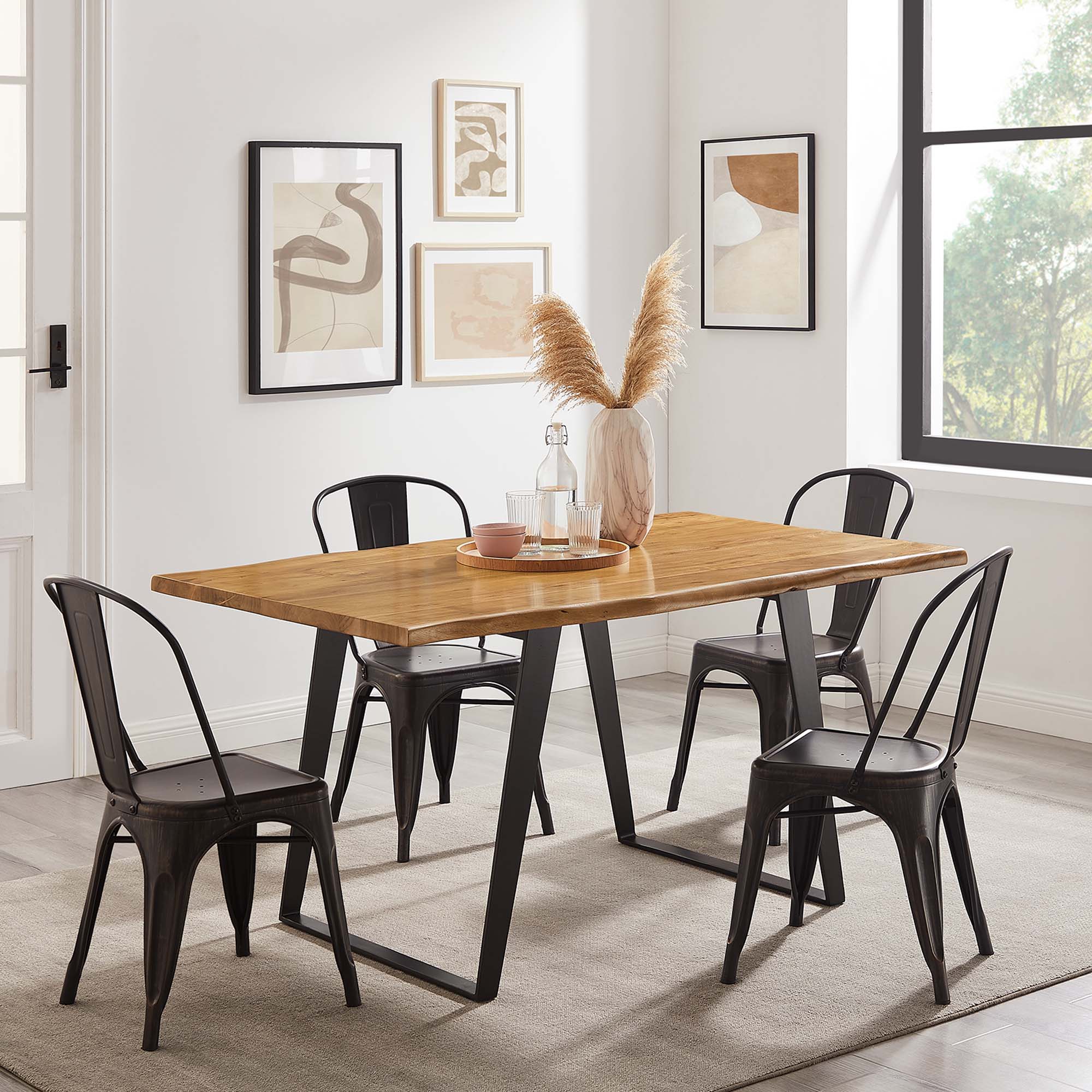 Viggo 60" Live Edge Acacia Wood Acacia Wood Dining Table by Modway