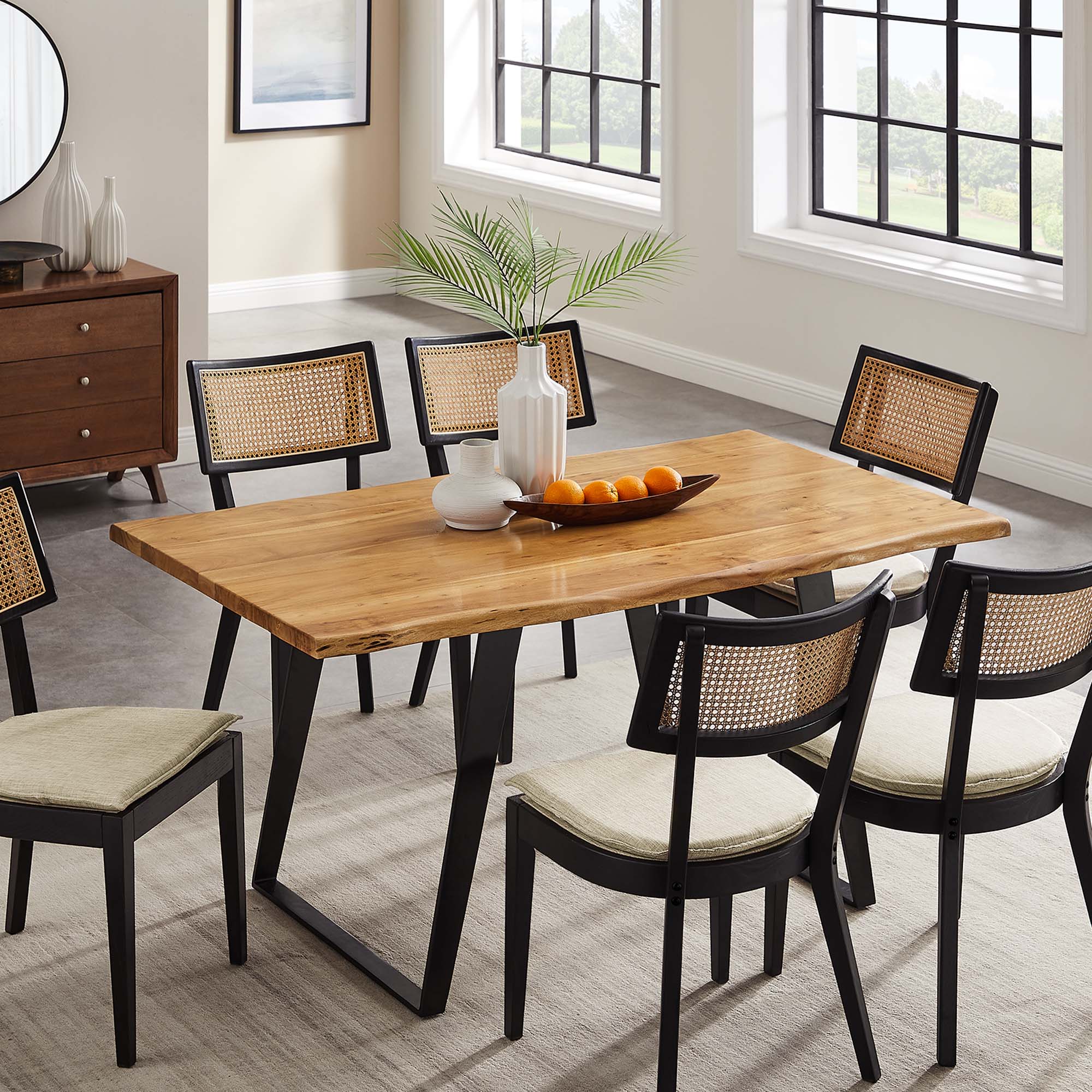 Viggo 60" Live Edge Acacia Wood Acacia Wood Dining Table by Modway