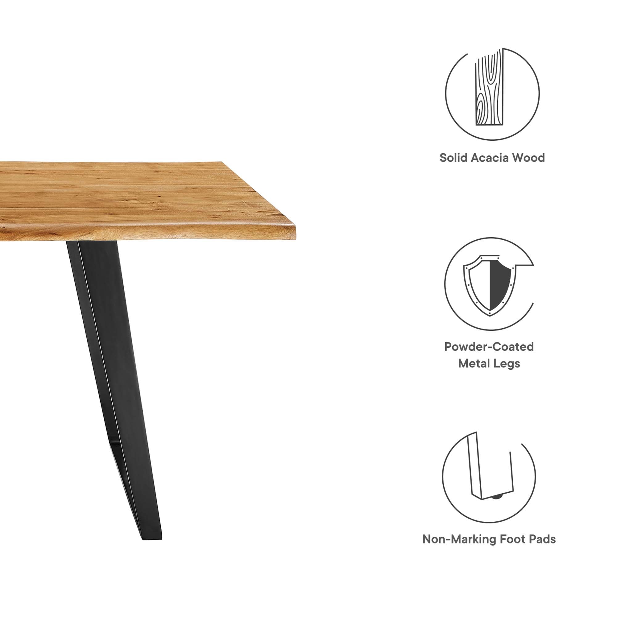 Viggo 60" Live Edge Acacia Wood Acacia Wood Dining Table by Modway