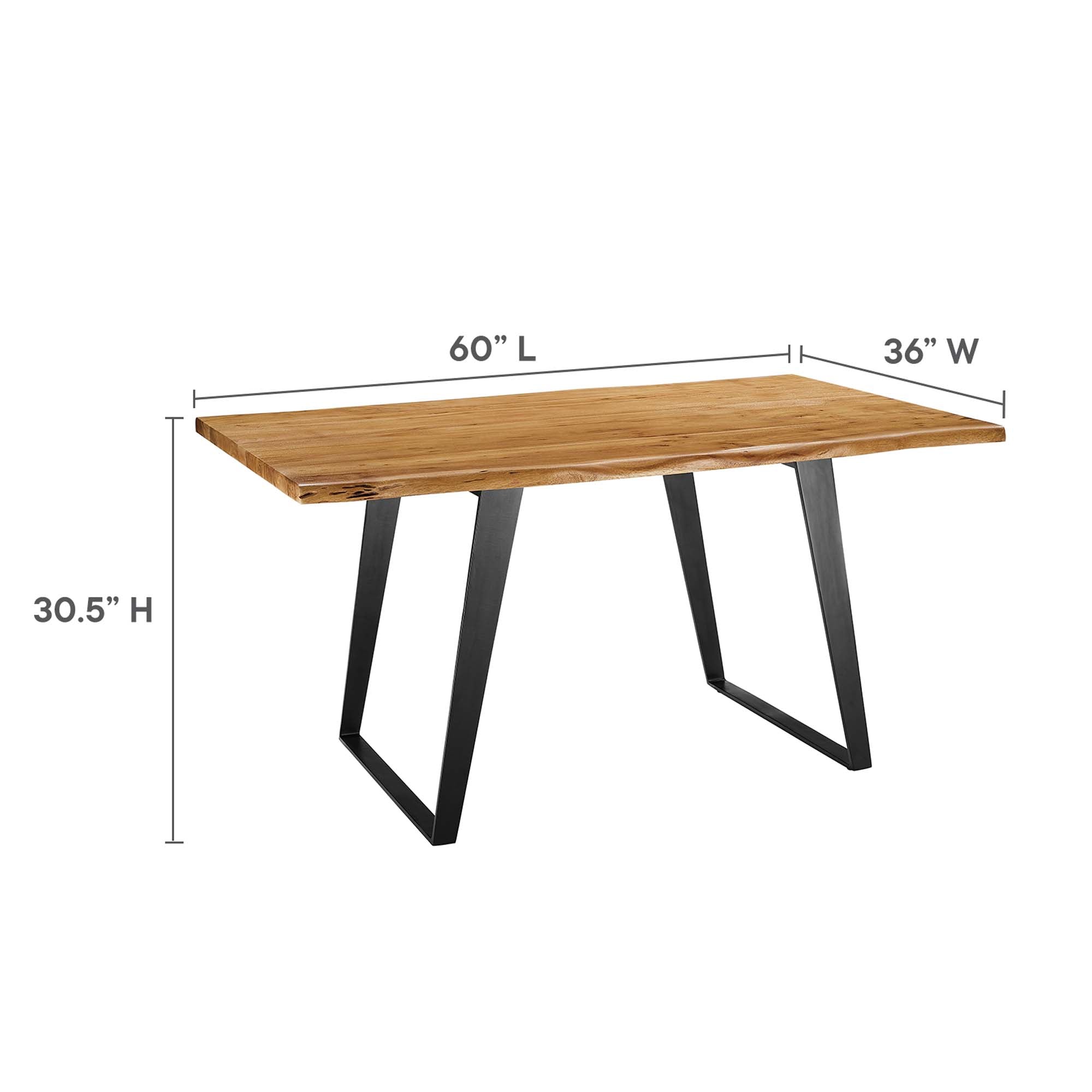 Viggo 60" Live Edge Acacia Wood Acacia Wood Dining Table by Modway