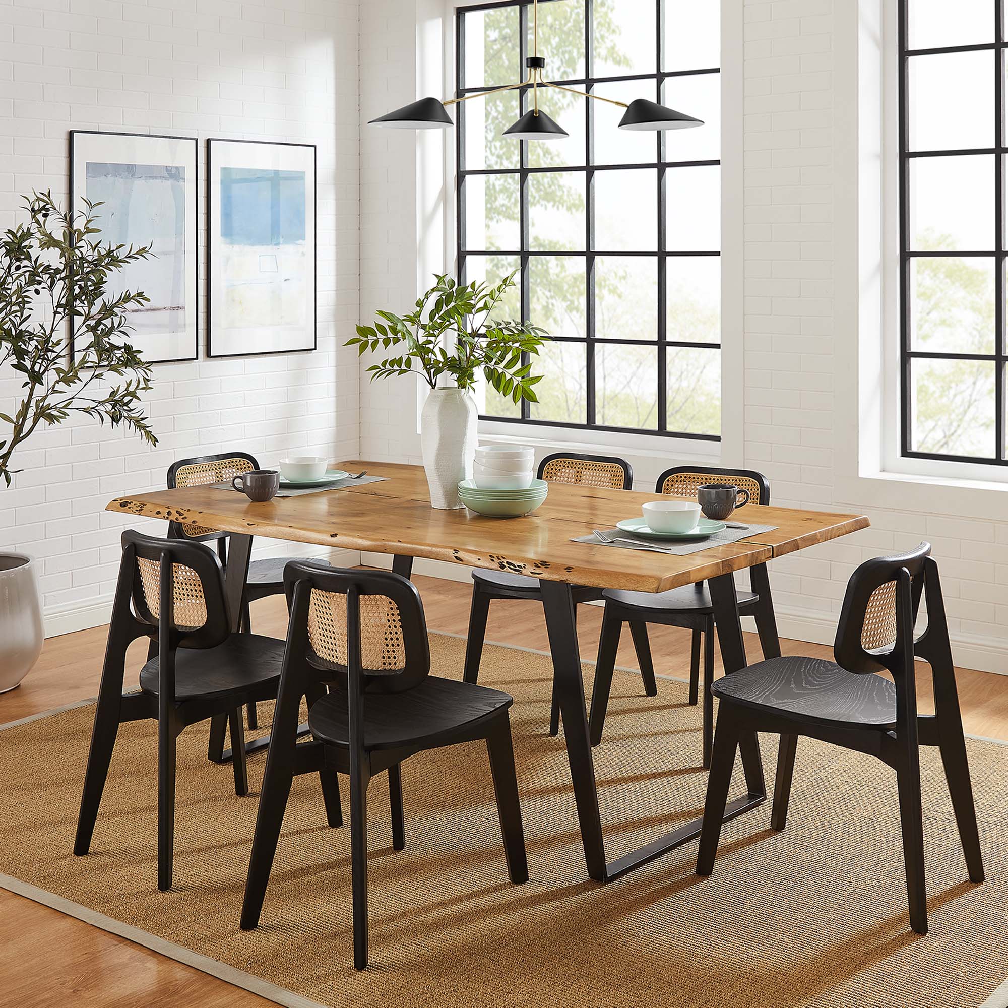 Viggo 74" Live Edge Acacia Wood Dining Table by Modway