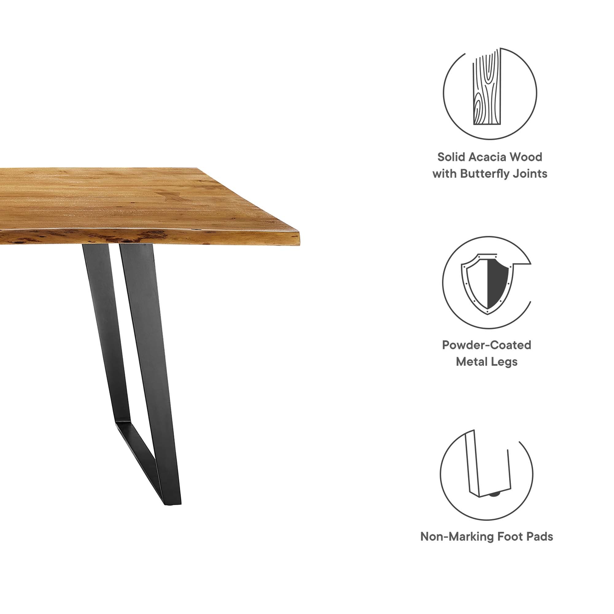 Viggo 96" Live Edge Acacia Wood Acacia Wood Dining Table by Modway