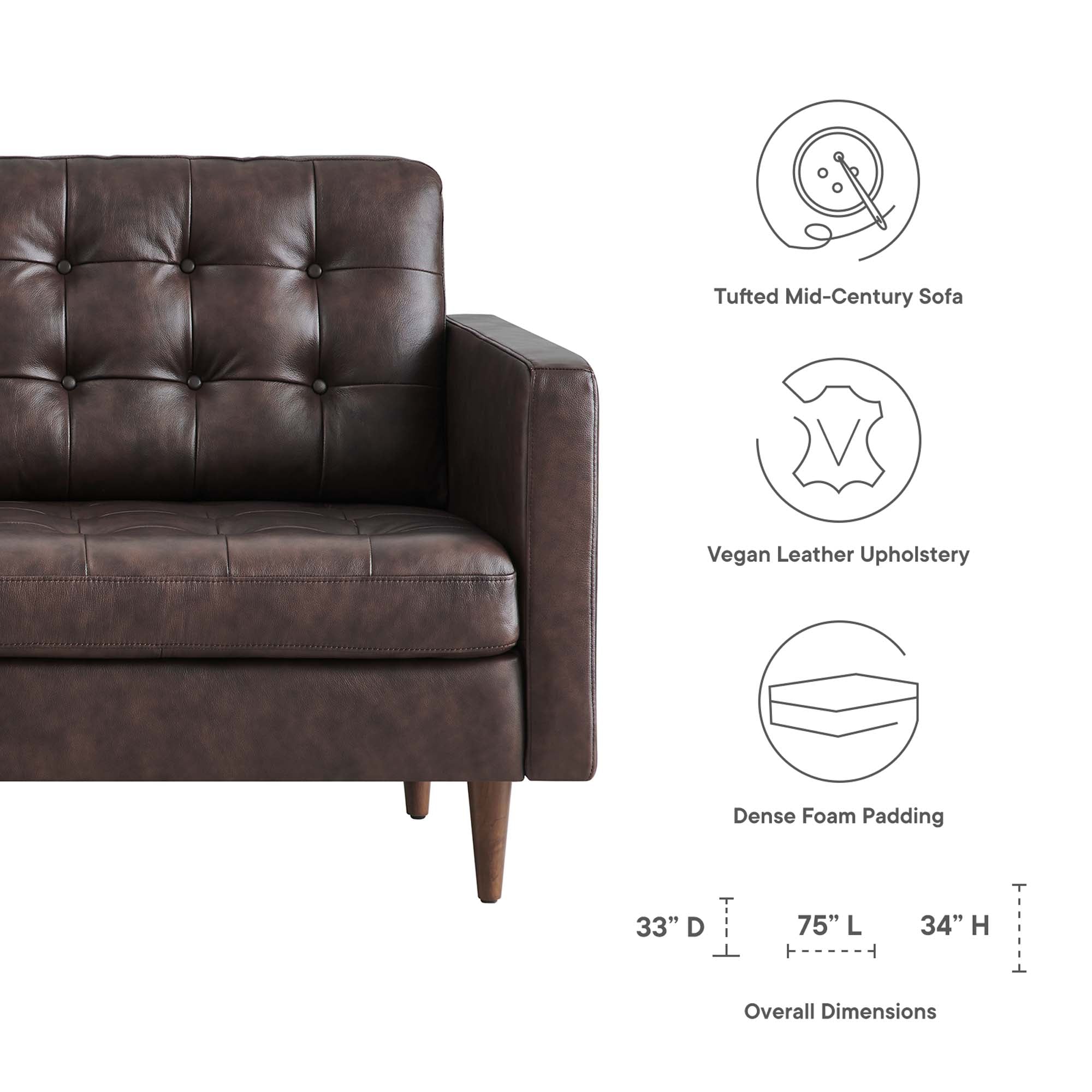 Exalt Tufted Leather Sofa by Modway
