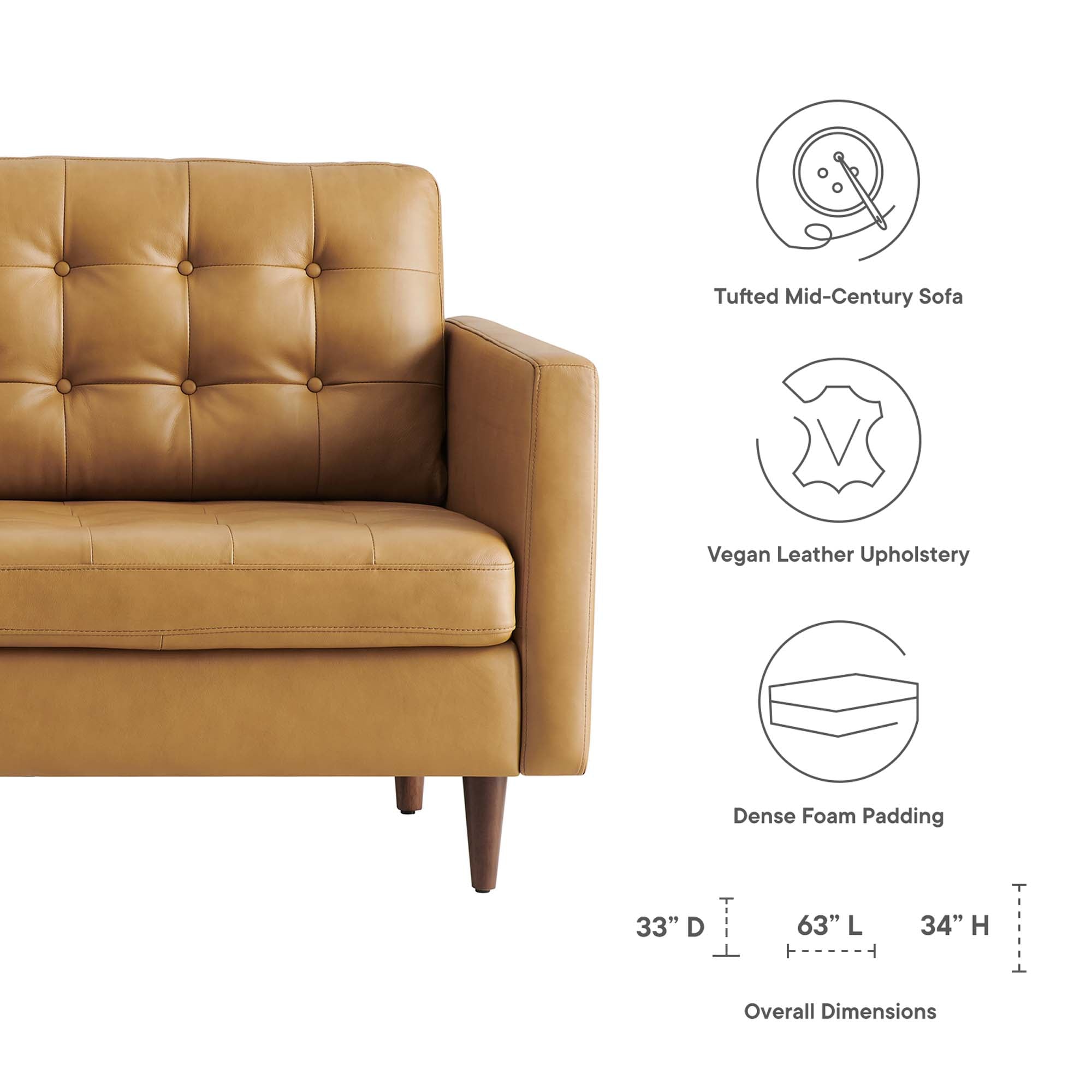 Exalt Tufted Leather Loveseat by Modway