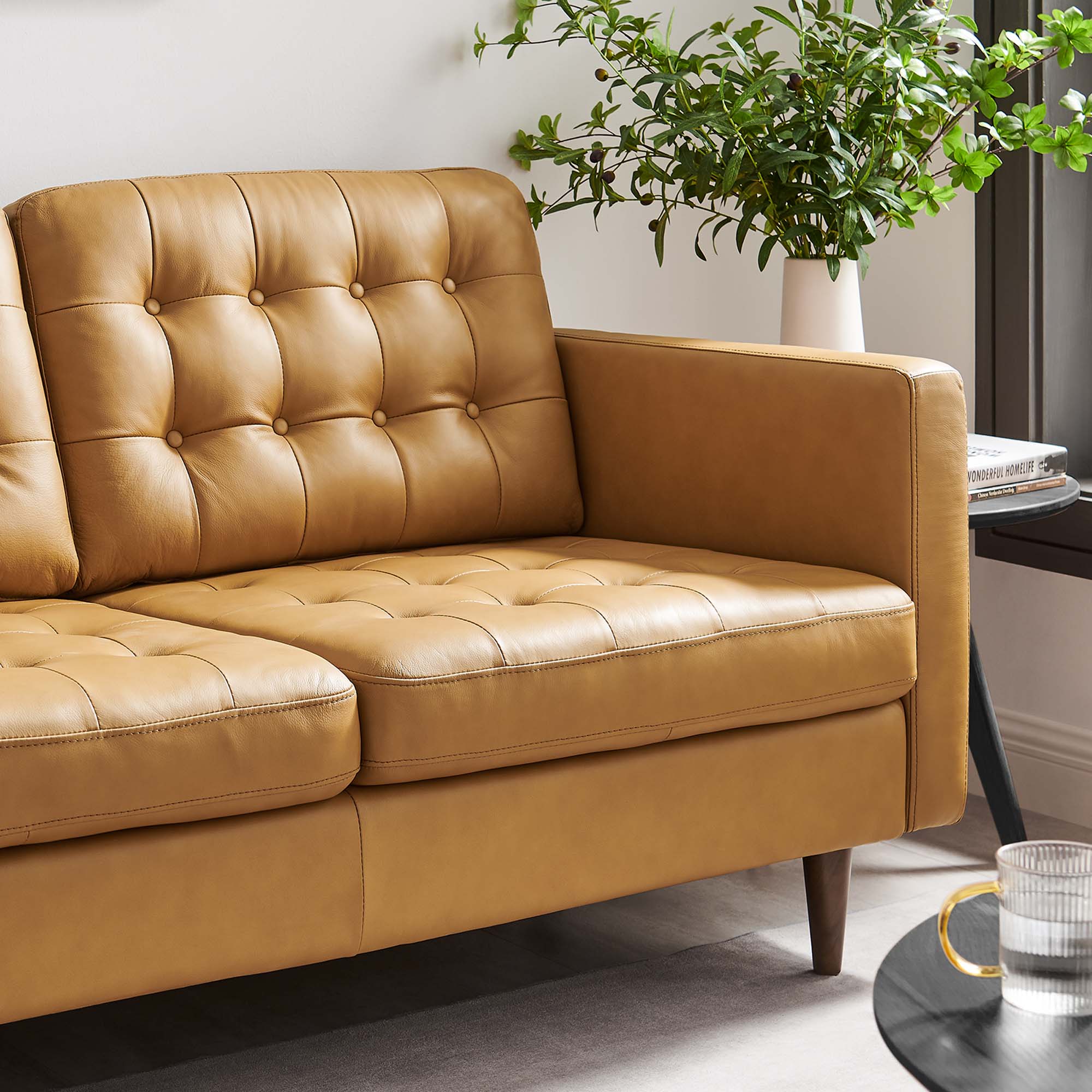 Exalt Tufted Leather Loveseat by Modway