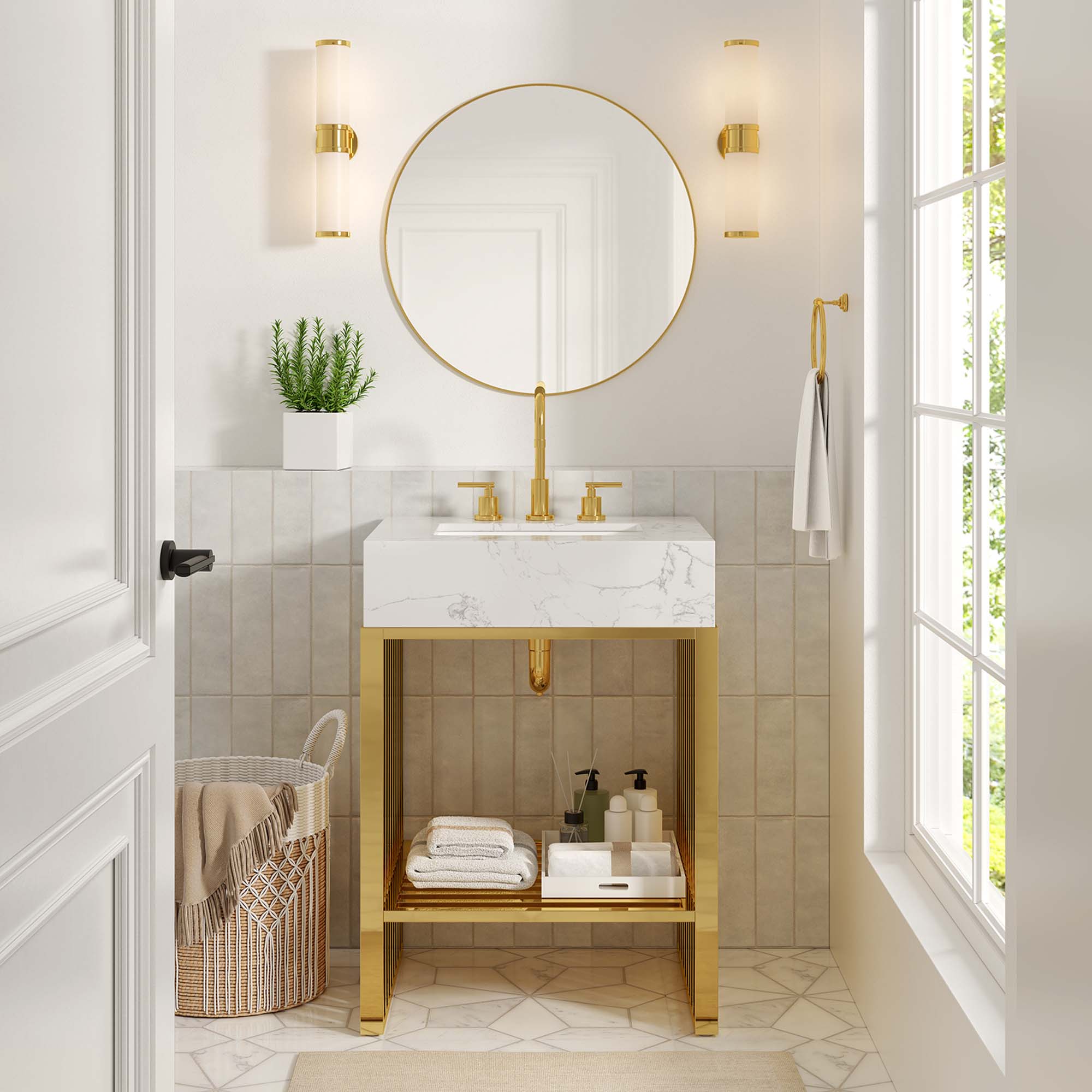 Gridiron Bathroom Vanity Basin Included by Modway