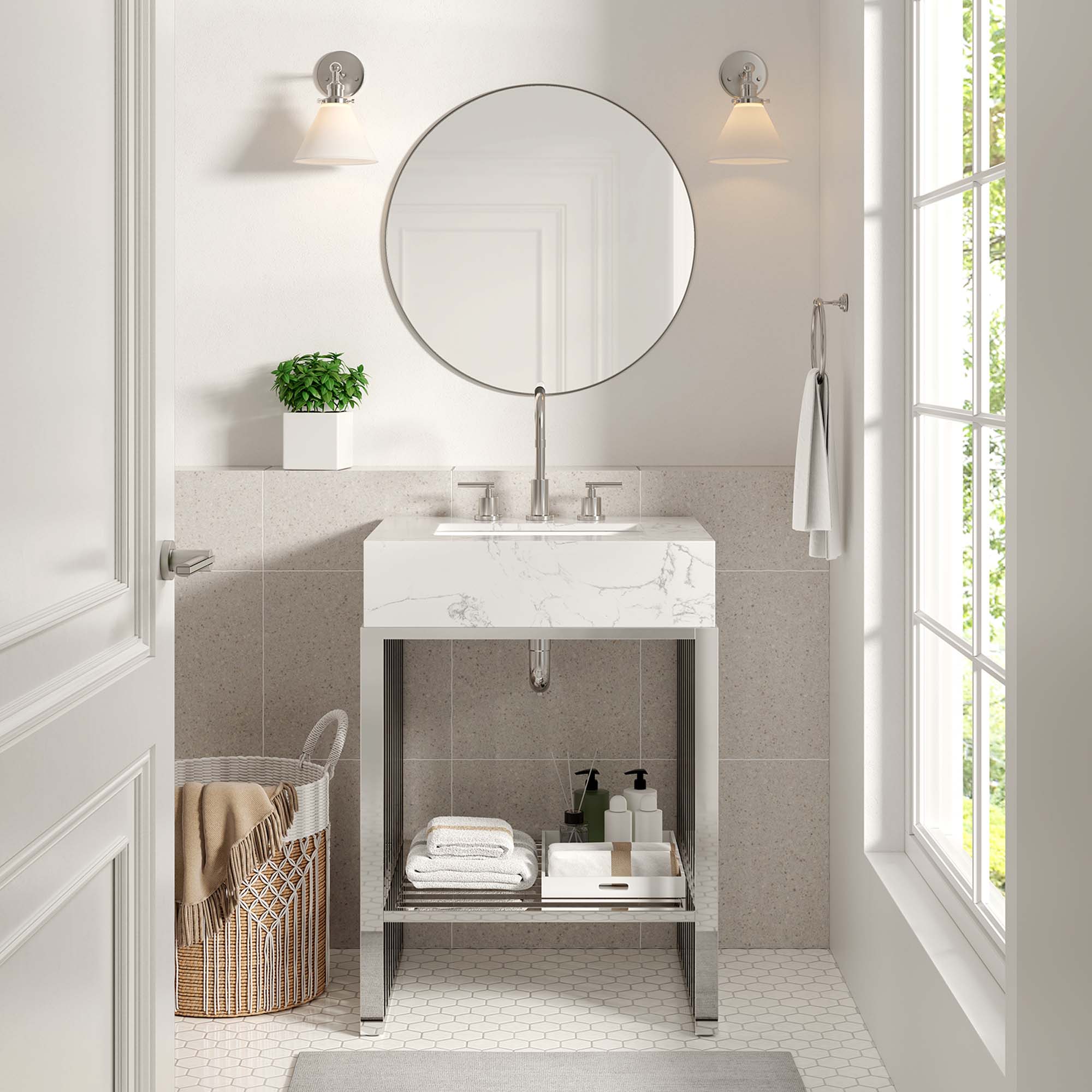 Gridiron Bathroom Vanity Basin Included by Modway