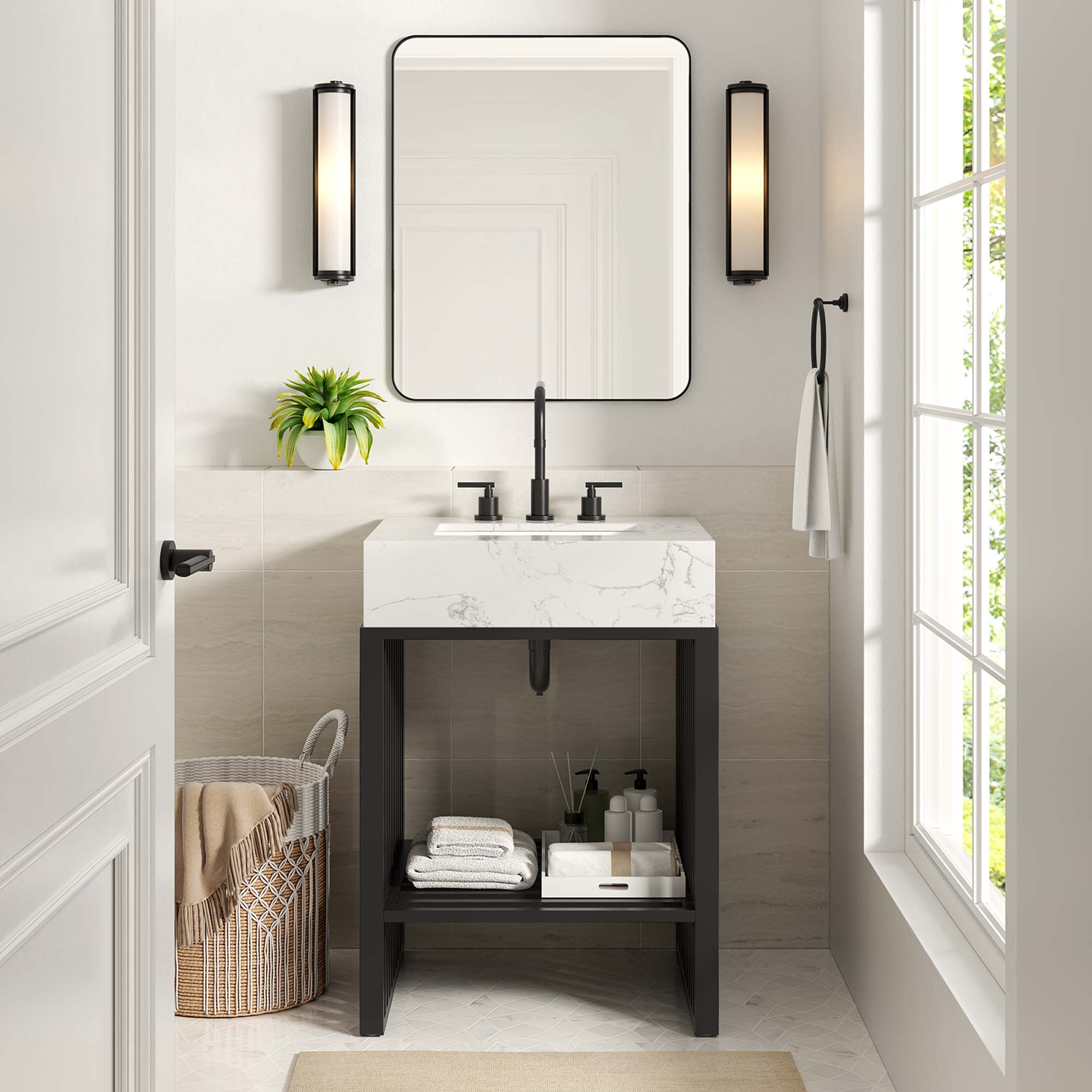 Gridiron Bathroom Vanity Basin Included by Modway