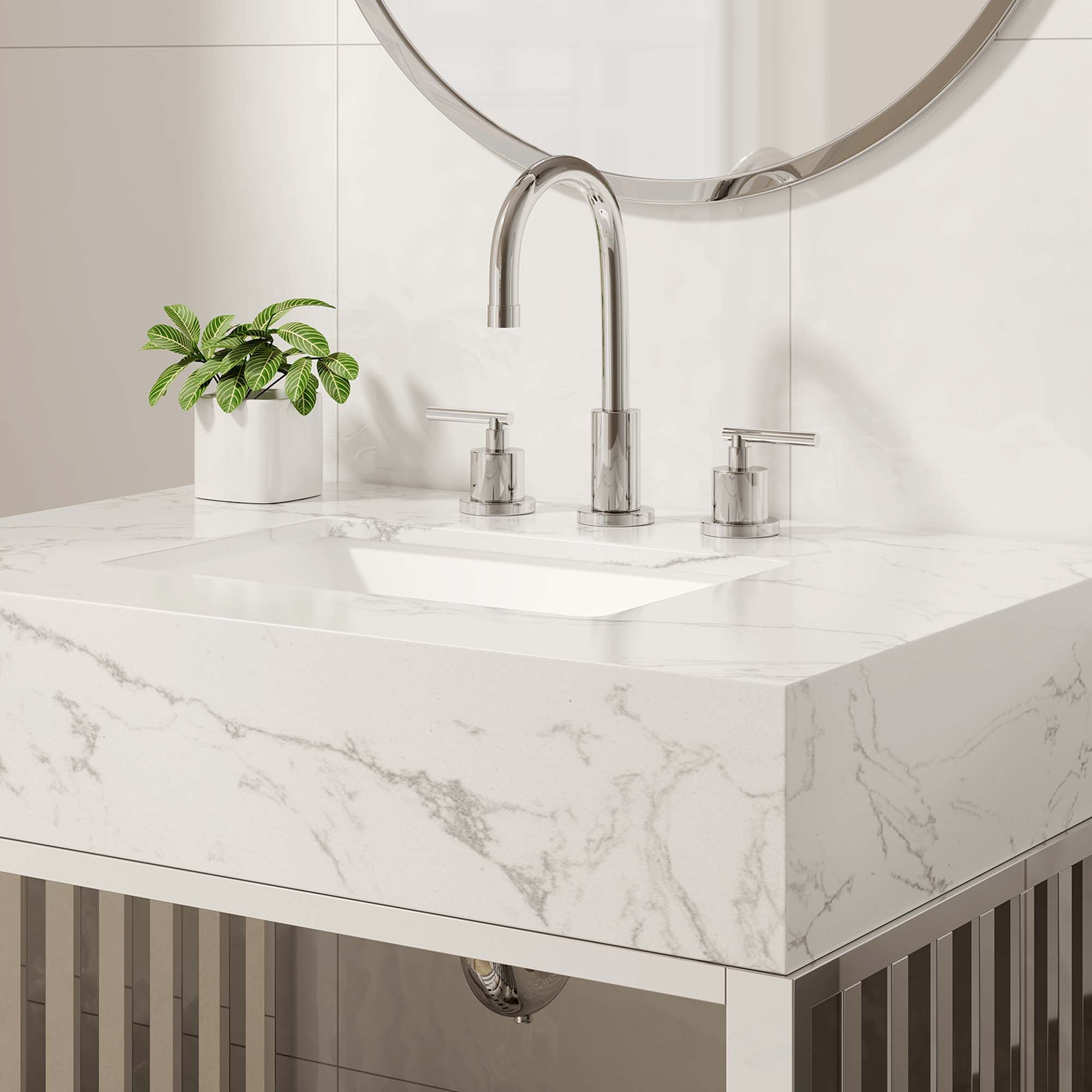 Gridiron Bathroom Vanity Basin Included by Modway