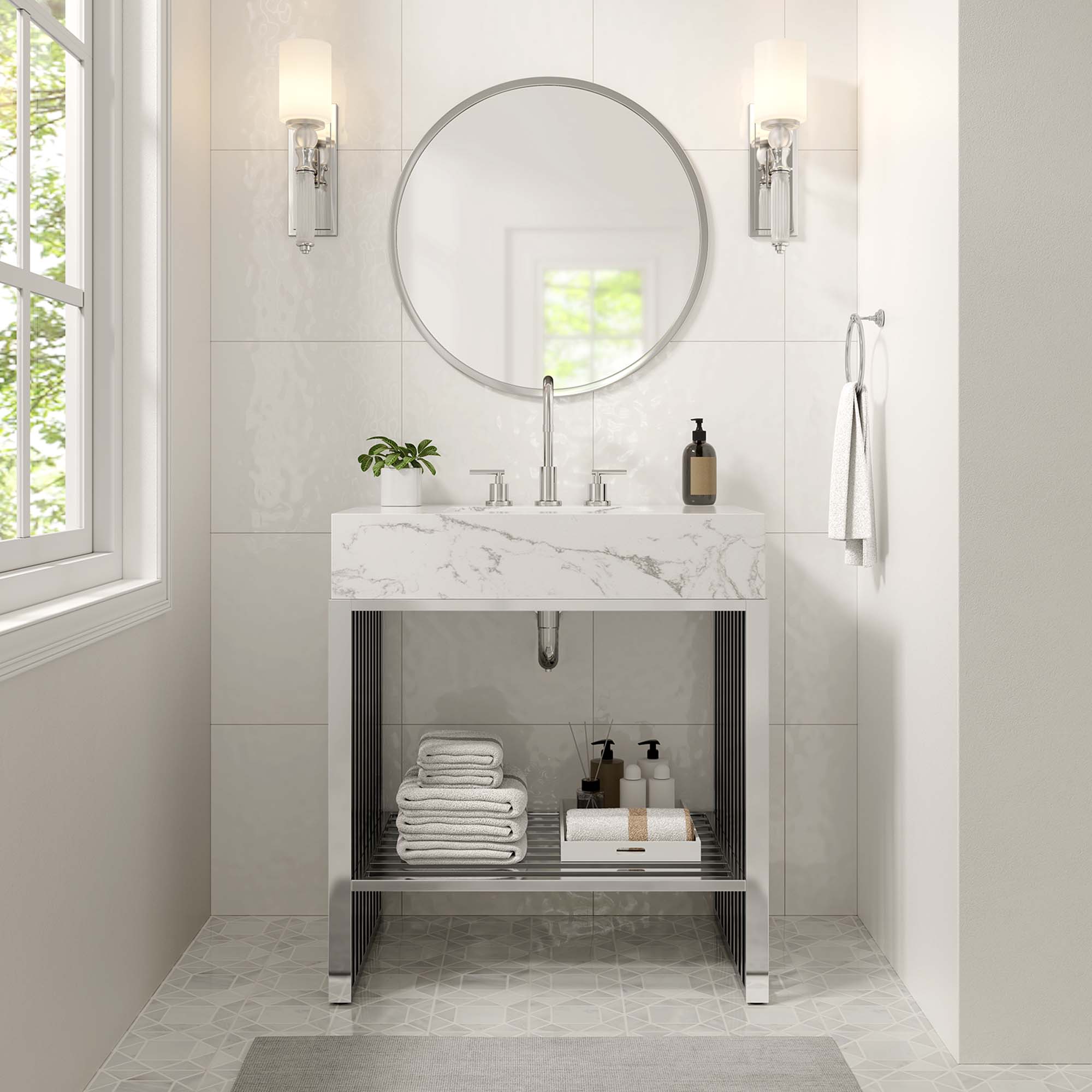 Gridiron Bathroom Vanity Basin Included by Modway