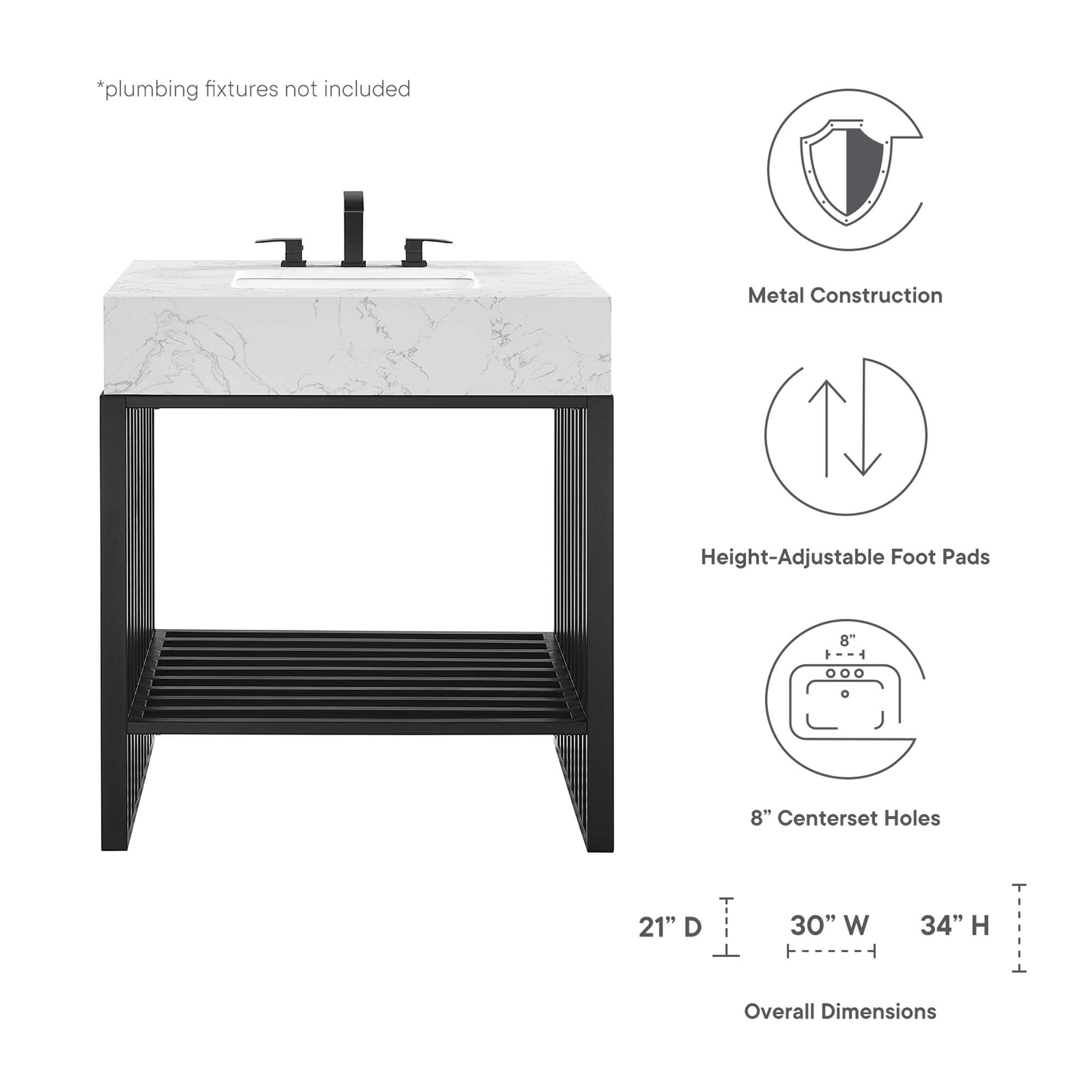 Gridiron Bathroom Vanity Basin Included by Modway