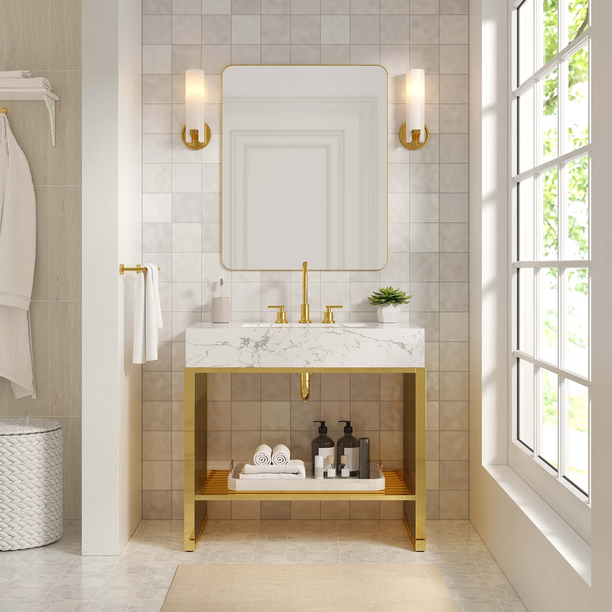 Gridiron Bathroom Vanity Basin Included by Modway