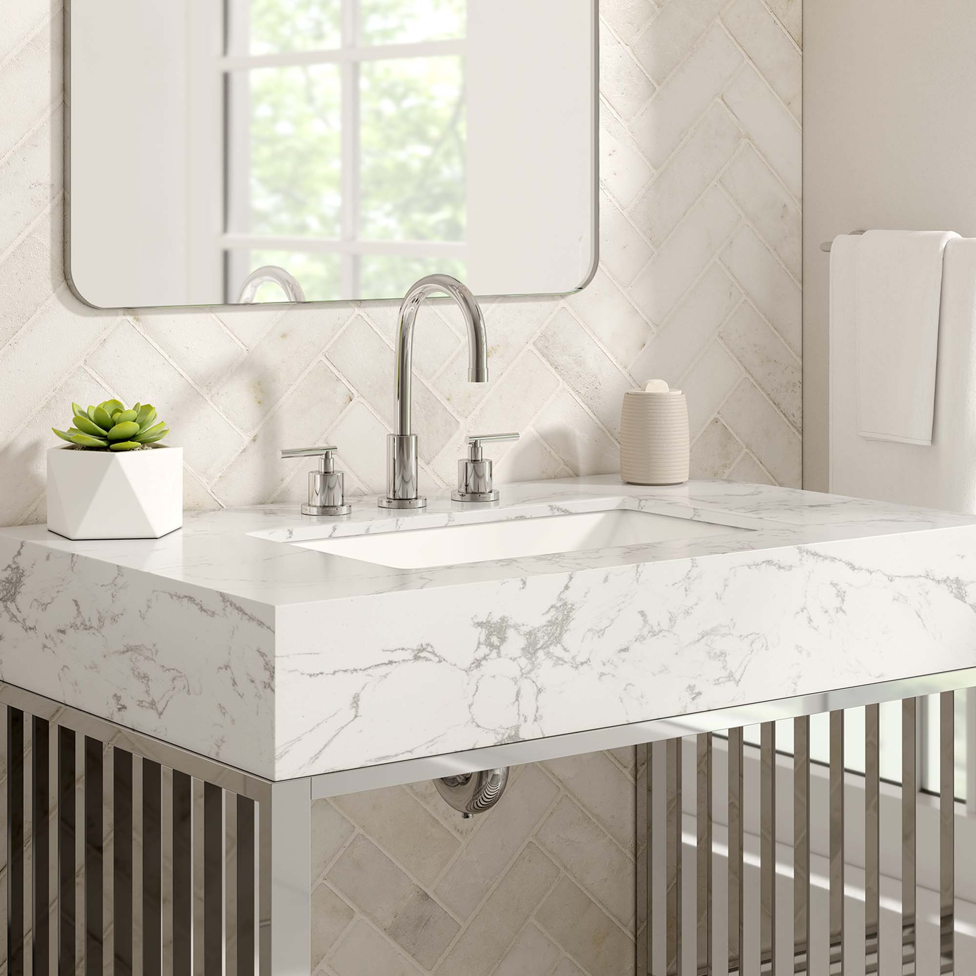 Gridiron Bathroom Vanity Basin Included by Modway