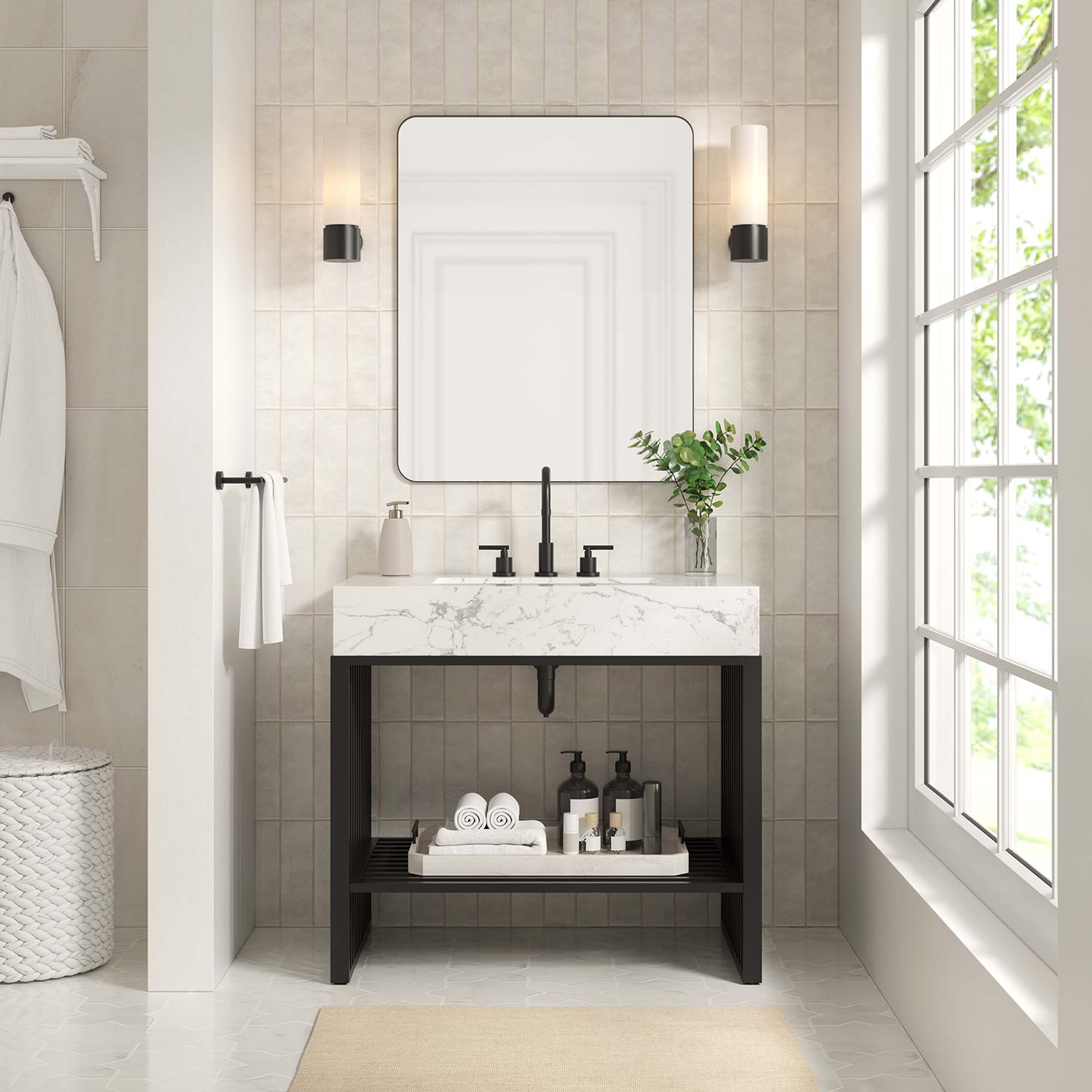 Gridiron Bathroom Vanity Basin Included by Modway