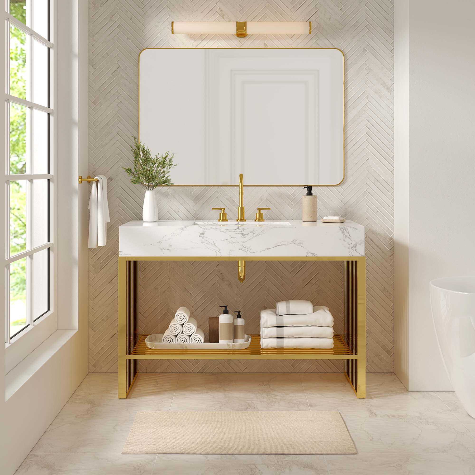 Gridiron Bathroom Vanity Basin Included by Modway