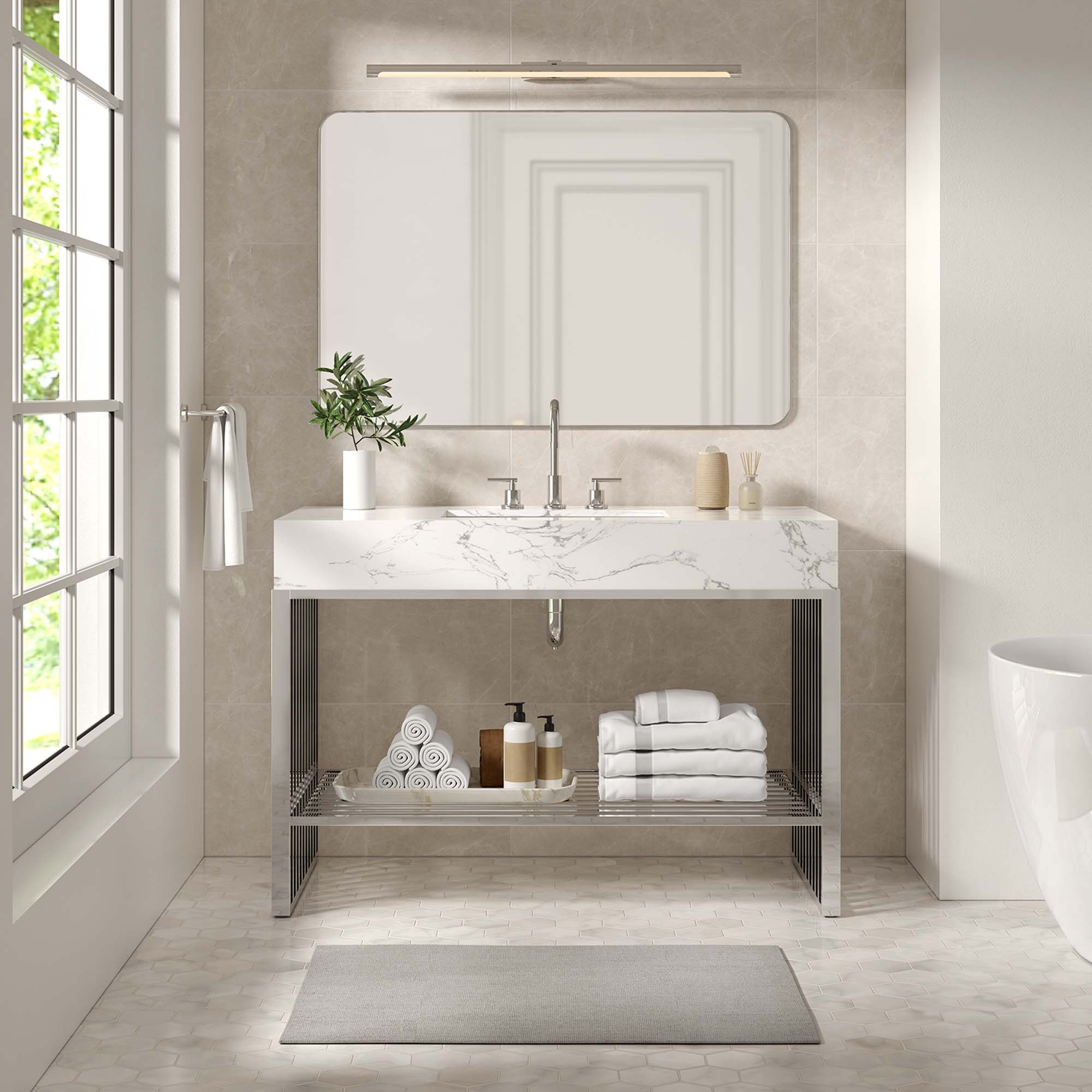 Gridiron Bathroom Vanity Basin Included by Modway