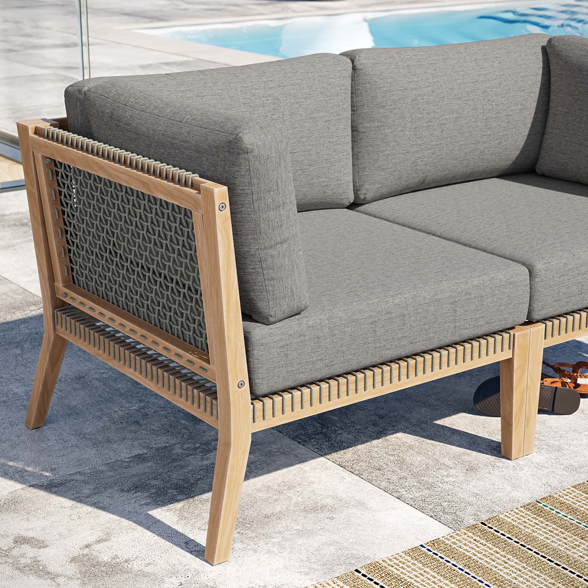 Clearwater Outdoor Patio Teak Wood Loveseat by Modway