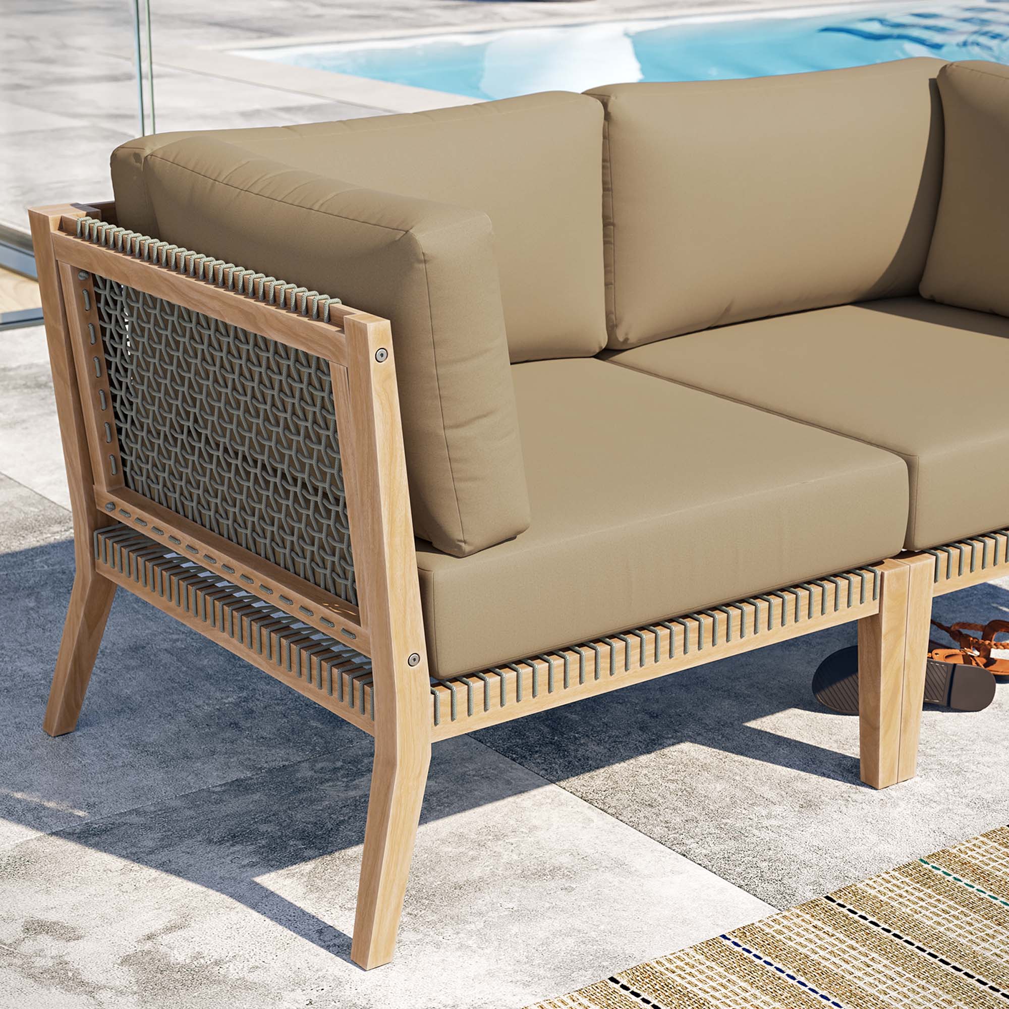 Clearwater Outdoor Patio Teak Wood Loveseat by Modway