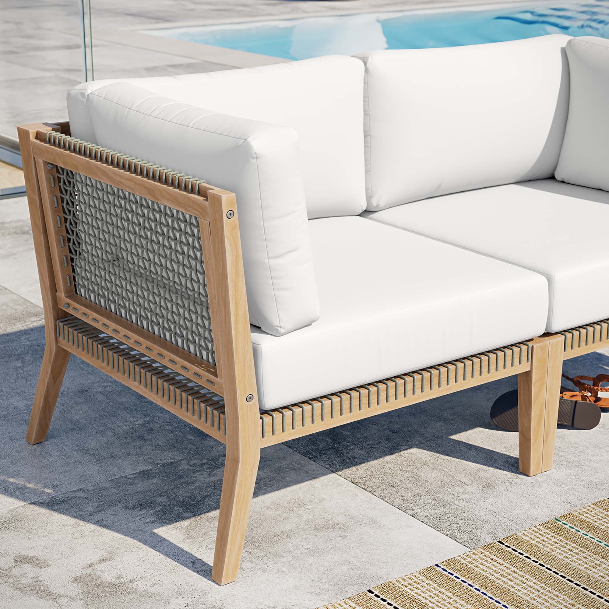 Clearwater Outdoor Patio Teak Wood Loveseat by Modway