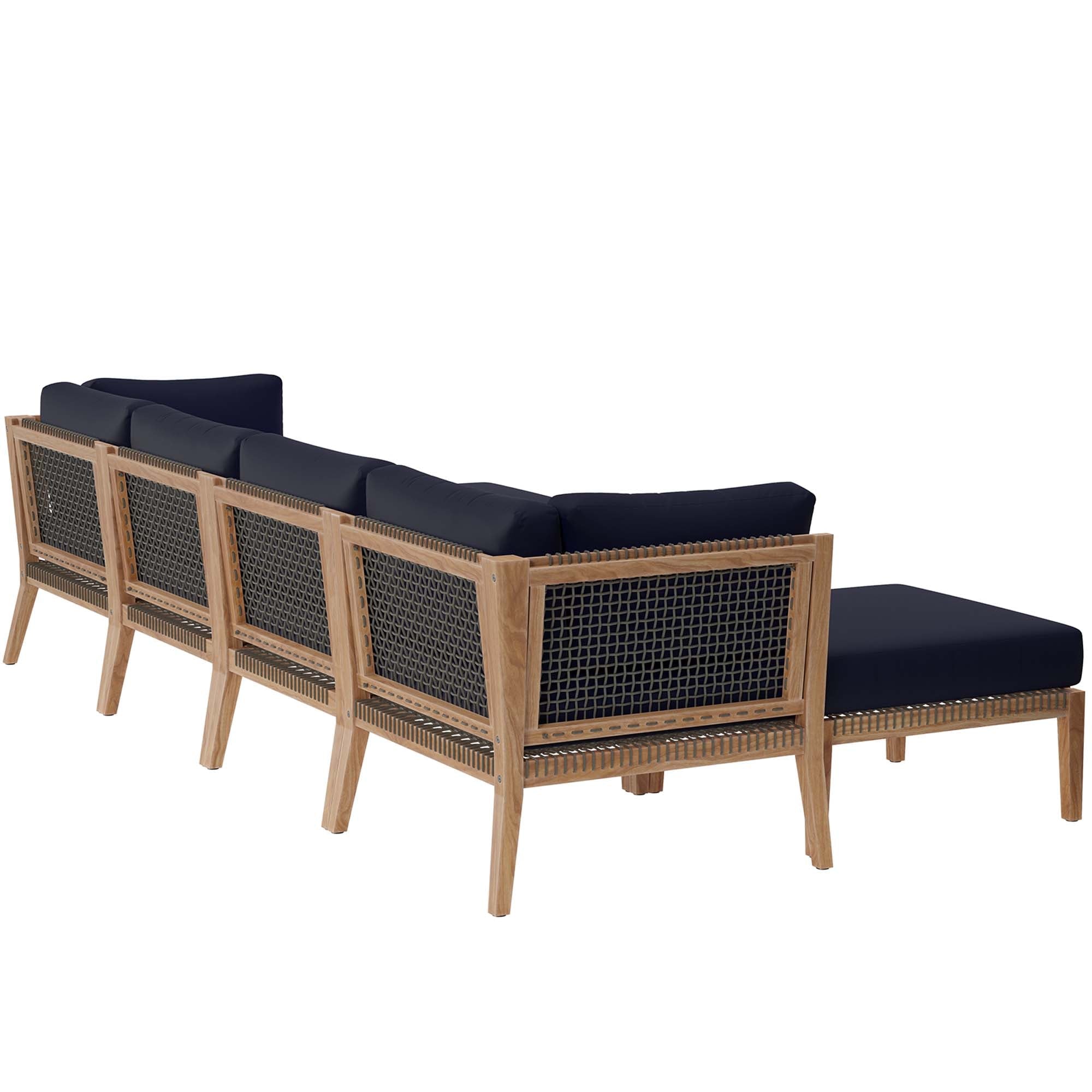 Clearwater Outdoor Patio Teak Wood 6-Piece Sectional Sofa by Modway