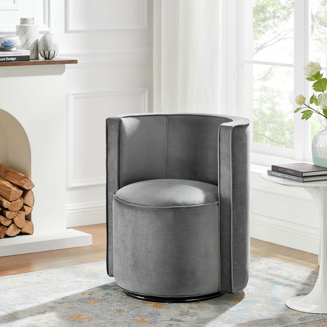 Della Performance Velvet Fabric Swivel Chair by Modway