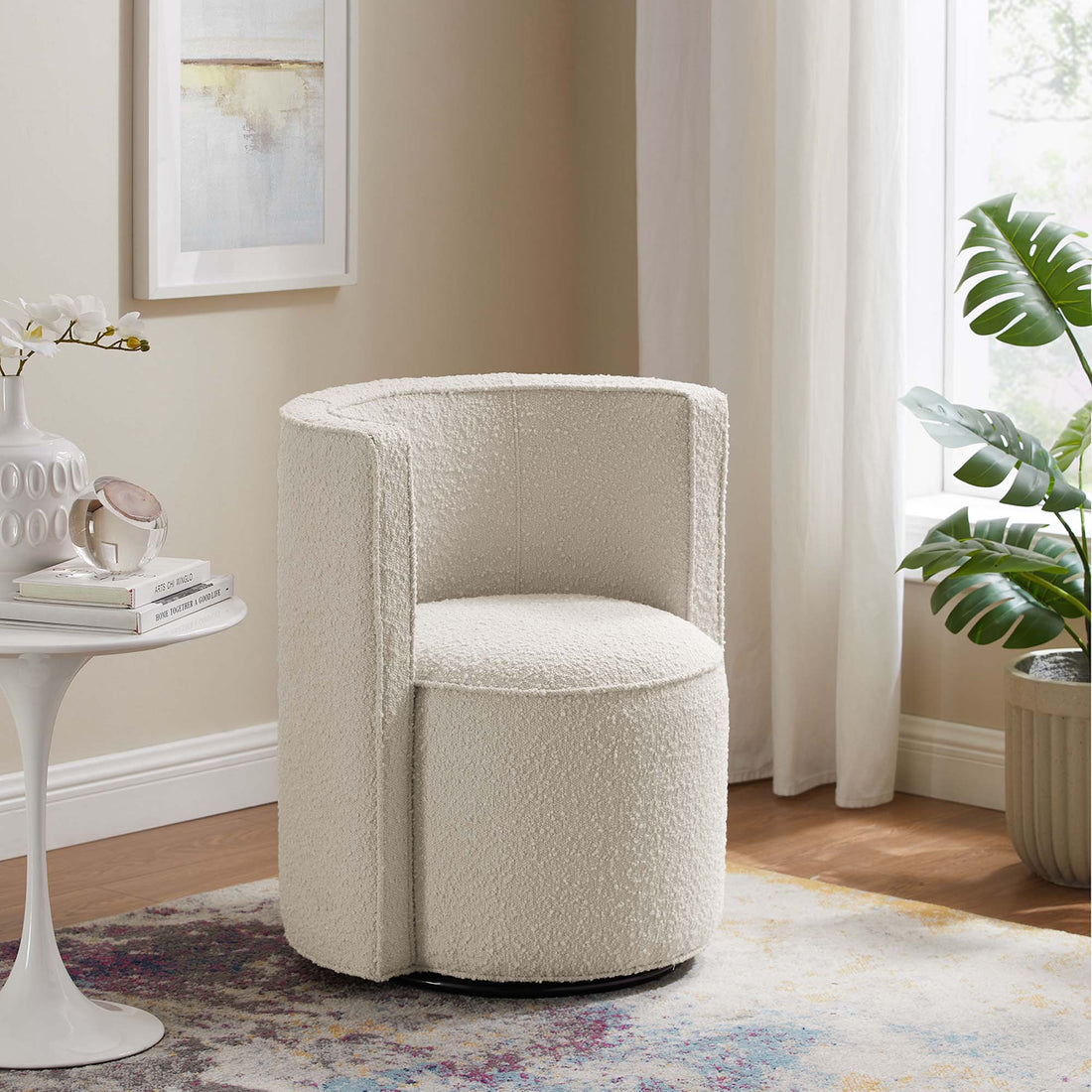 Della Boucle Fabric Swivel Chair by Modway