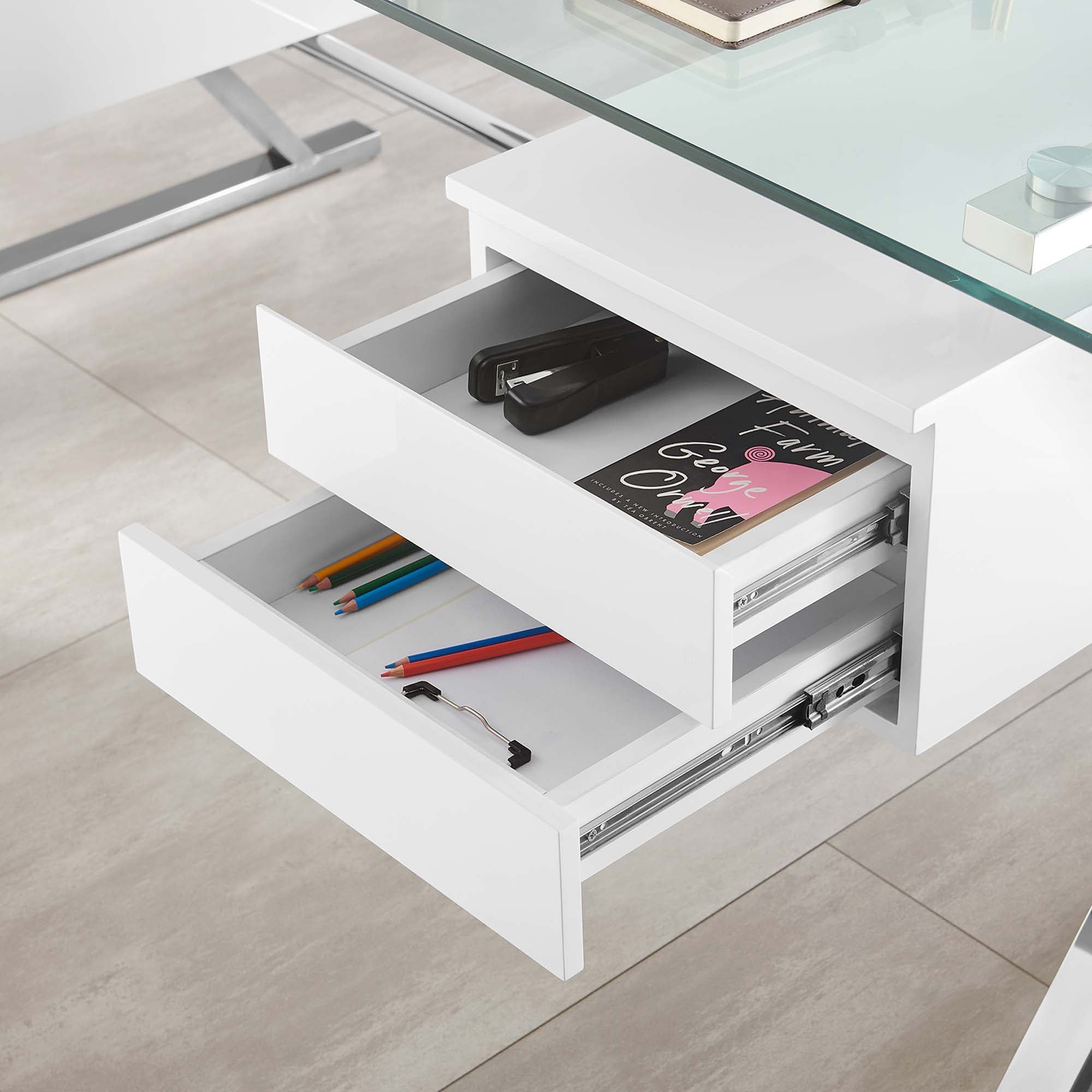 Sector 71" Glass Top Glass Office Desk by Modway