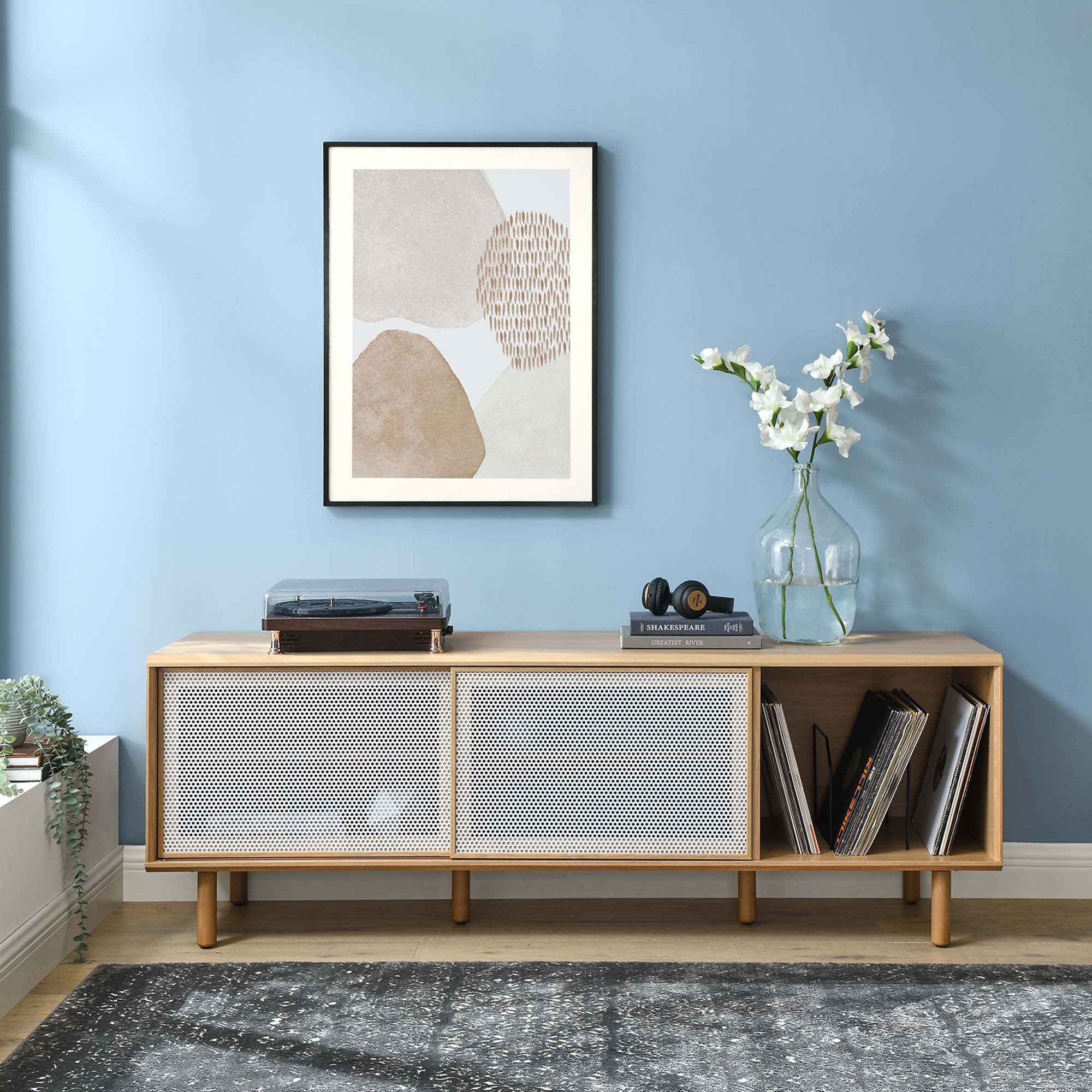 Kurtis 67" TV and Vinyl Record Stand by Modway
