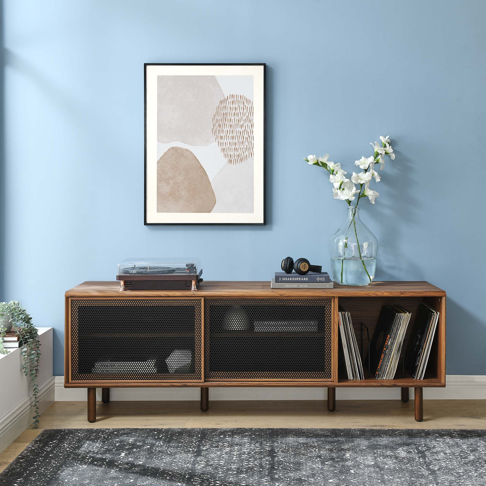 Kurtis 67" TV and Vinyl Record Stand by Modway