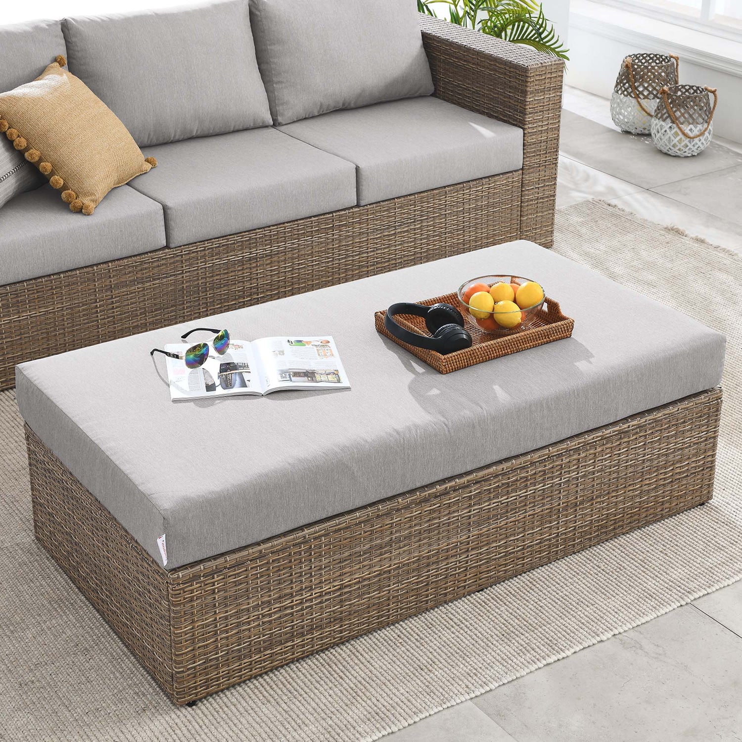 Convene Outdoor Patio Outdoor Patio Rectangle Ottoman by Modway
