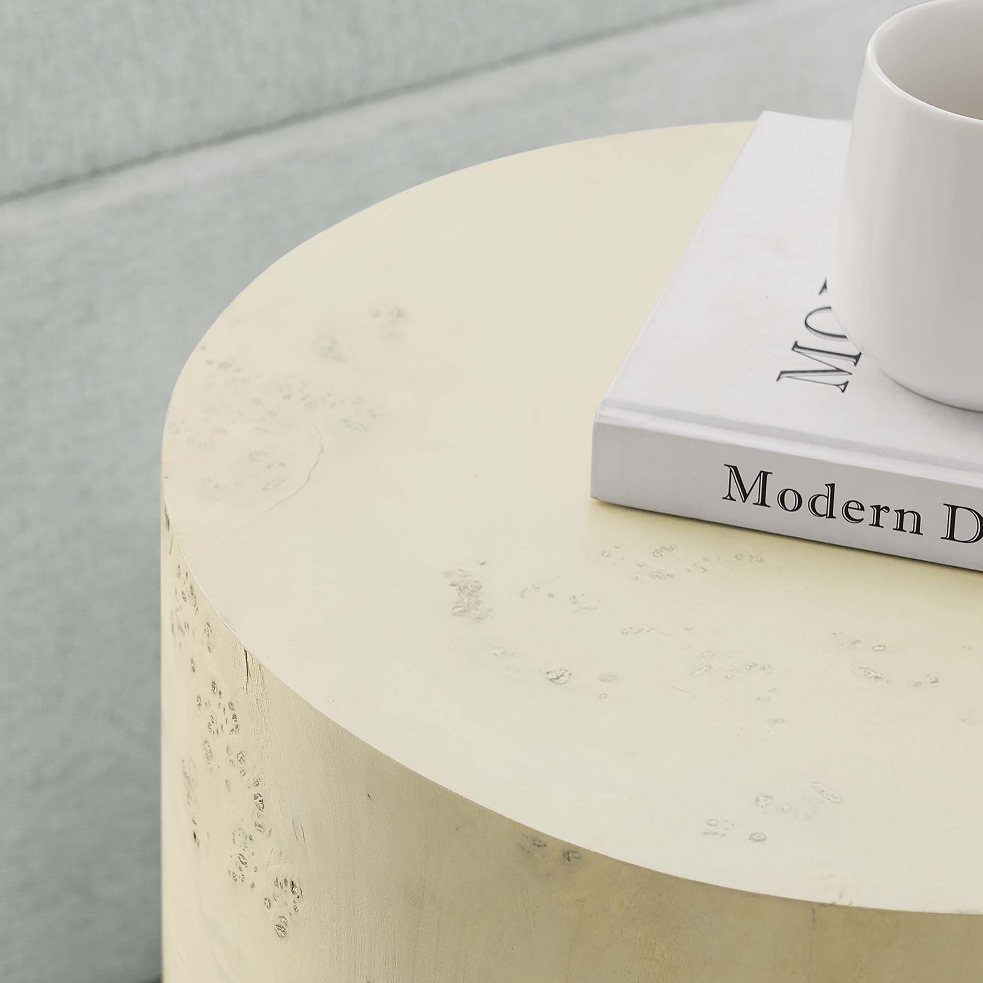 Cosmos 16" Round Burl Wood Side Table by Modway