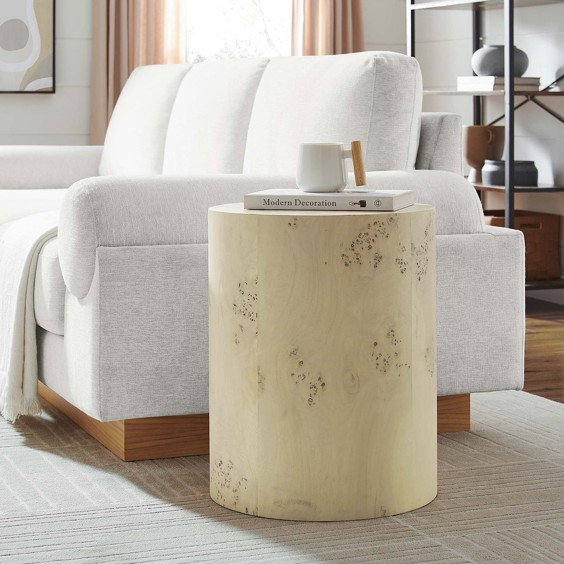 Cosmos 16" Round Burl Wood Side Table by Modway