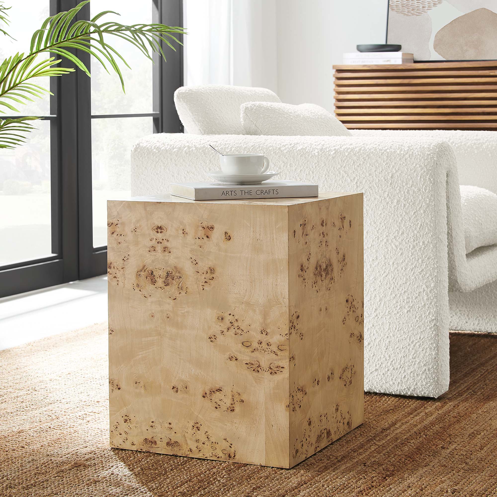 Cosmos 16" Square Burl Wood Side Table by Modway