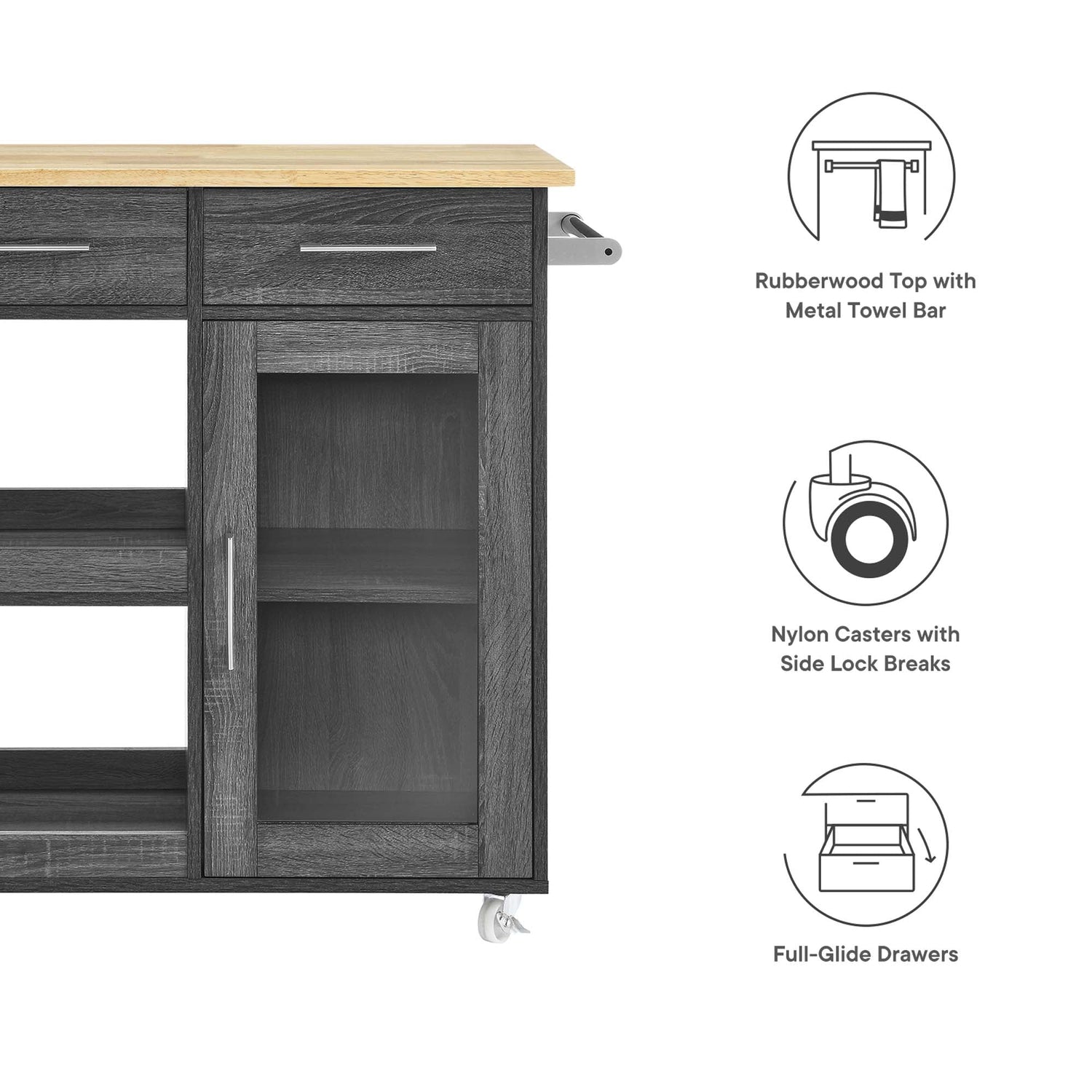 Culinary Kitchen Cart With Towel Bar by Modway