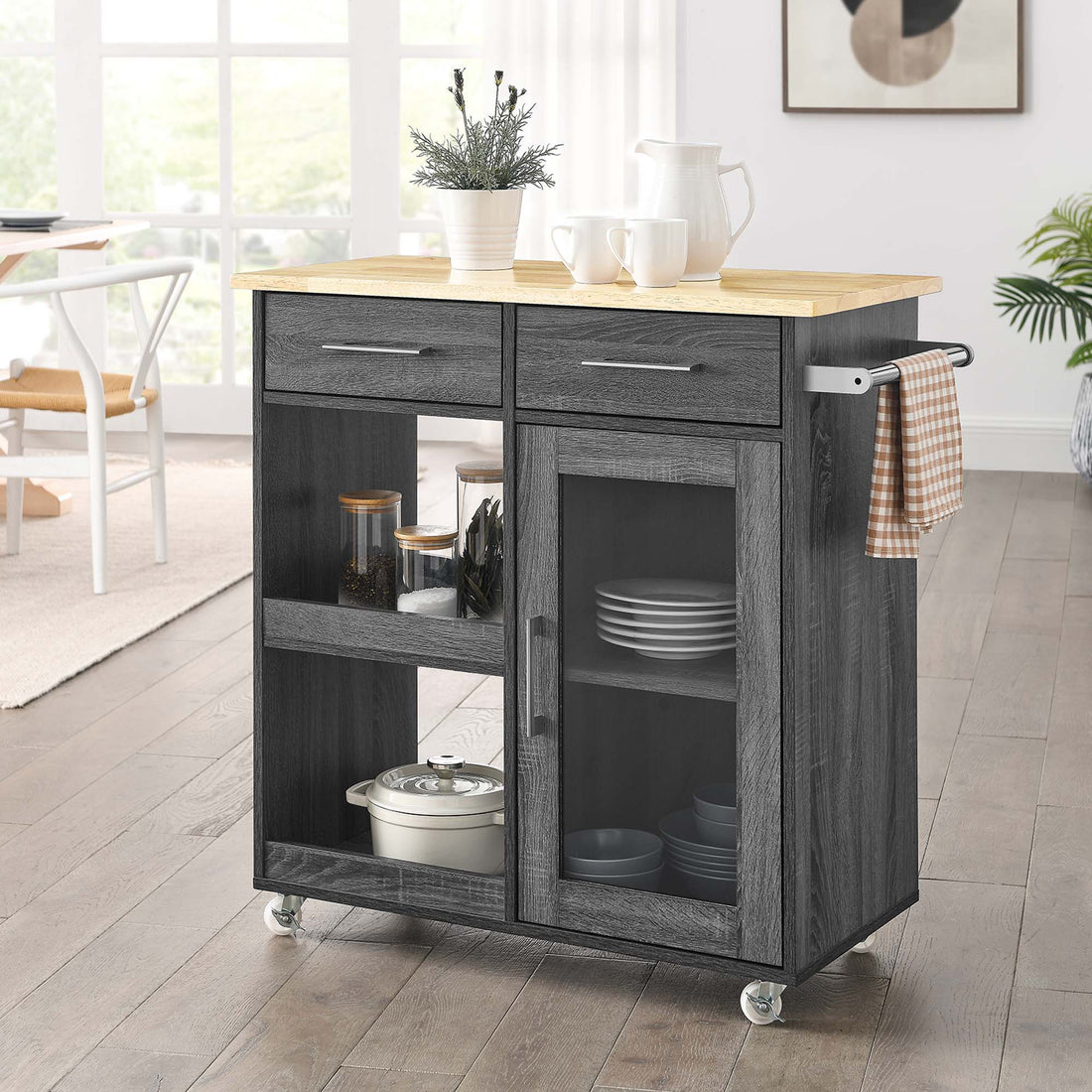 Culinary Kitchen Cart With Towel Bar by Modway
