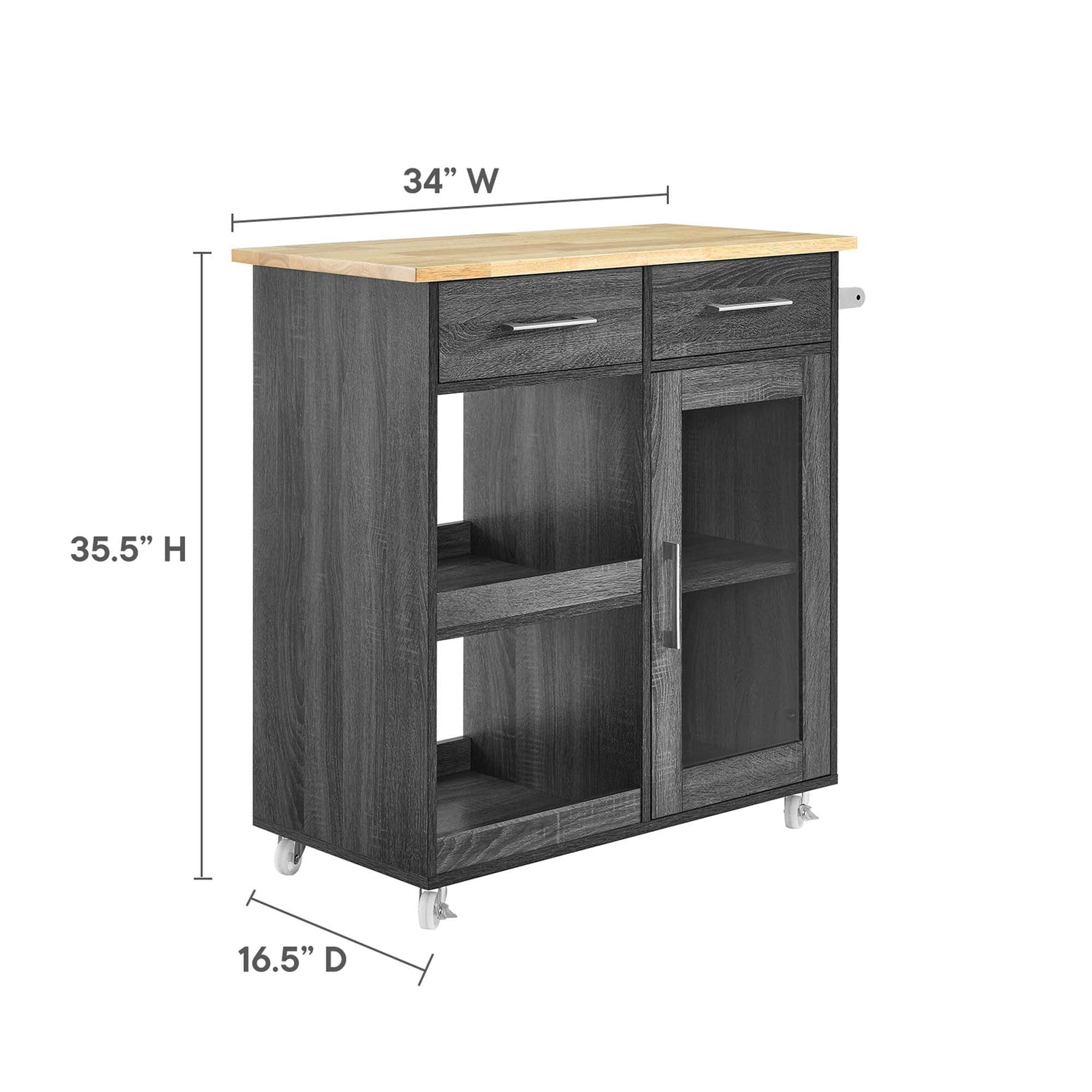 Culinary Kitchen Cart With Towel Bar by Modway