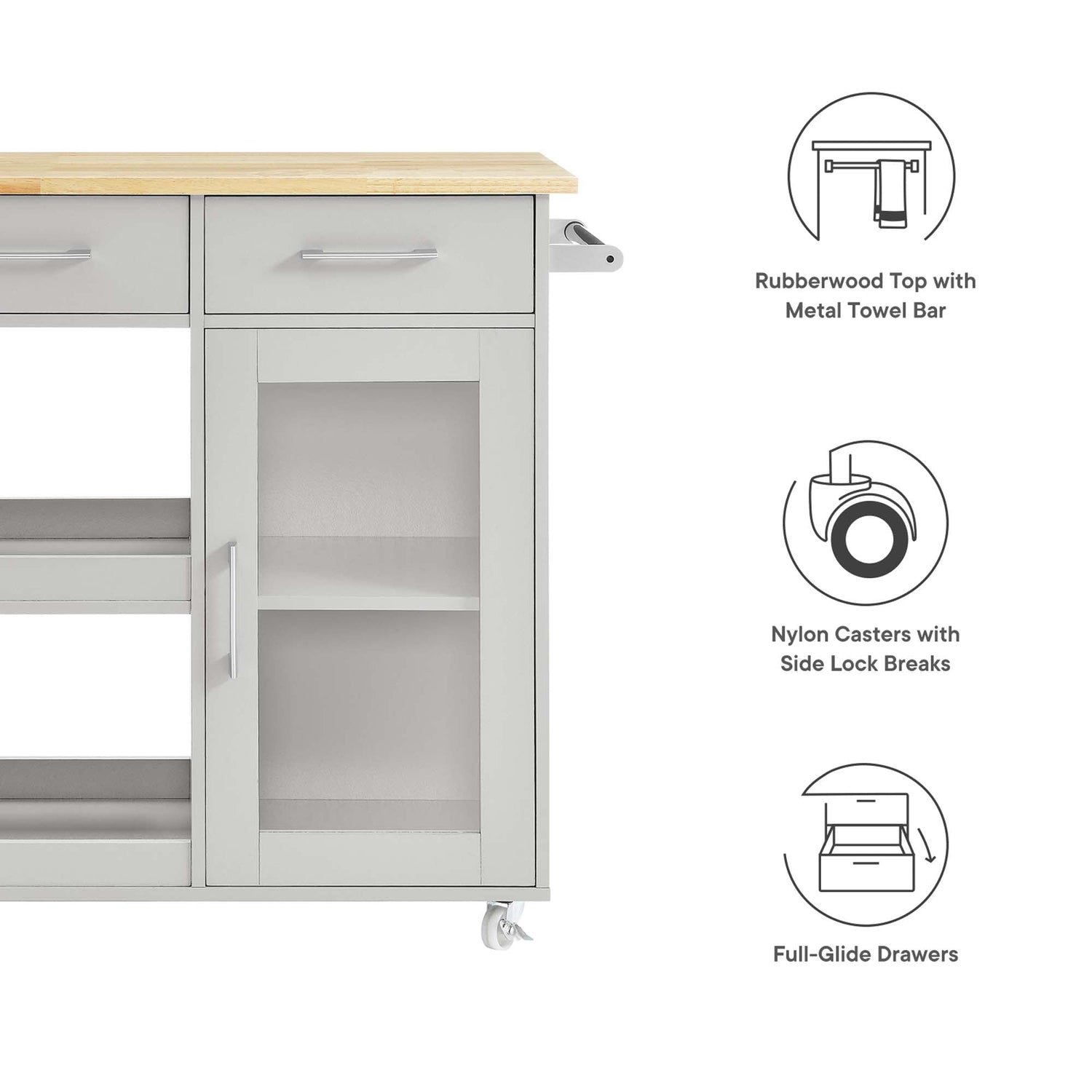 Culinary Kitchen Cart With Towel Bar by Modway