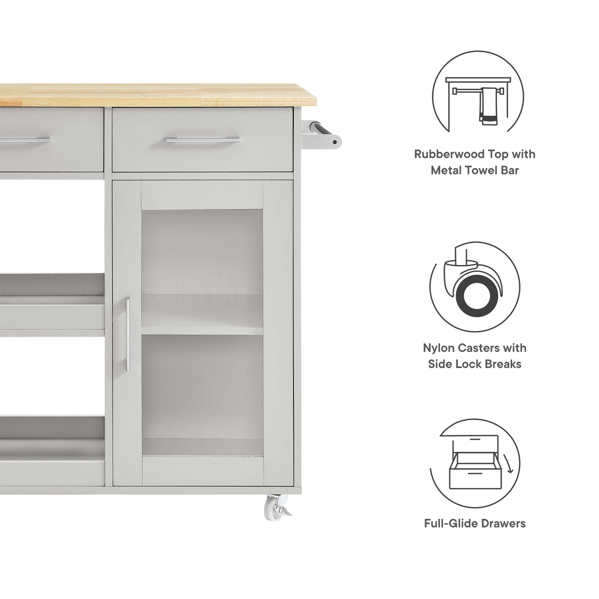 Culinary Kitchen Cart With Towel Bar by Modway